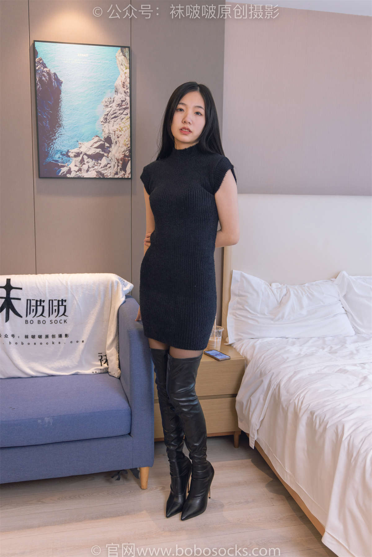 袜啵啵 No.194 小甜豆-高跟长靴、凉鞋、黑丝（脚尖微加固款）、裸足、穿鞋踩黄油，香蕉剧情 花絮版-日更街拍