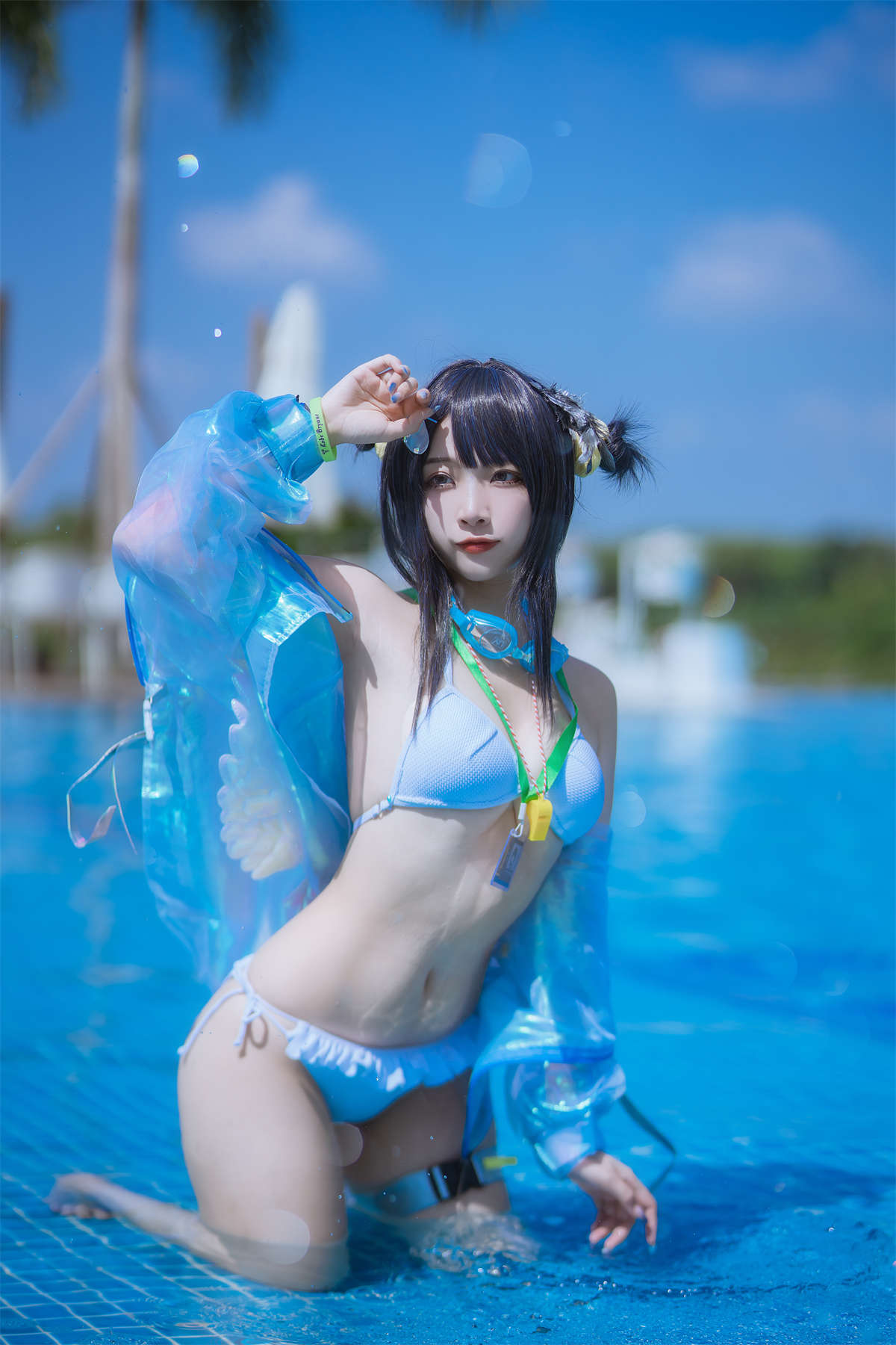 高产型Coser-二佐Nisa 泰拉夏日纪事 方舟羽毛笔泳装-日更街拍