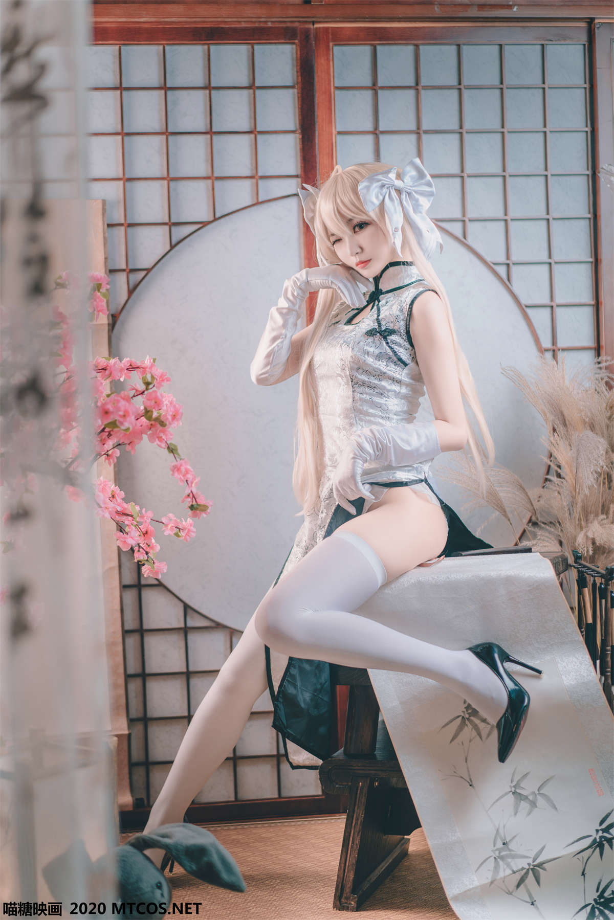 图片[2]-喵糖映画 HML.009 银丝旗袍-日更街拍