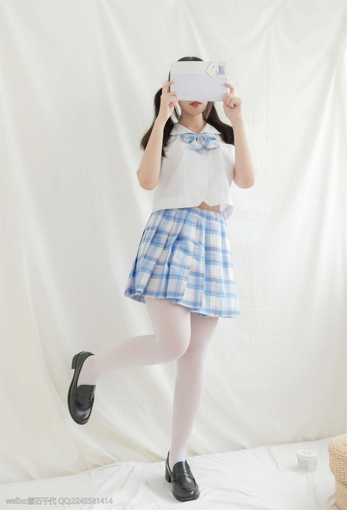图片[2]-轻兰映画 HANA.001 蓝白格子裙-日更街拍