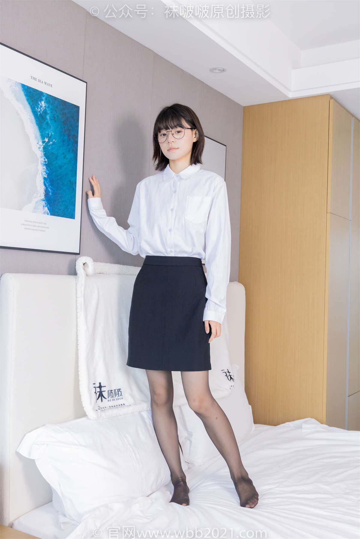 袜啵啵 No.436 糯米-OL制服、两双平底鞋、薄黑丝（脚尖透明款）、厚肉丝 花絮版