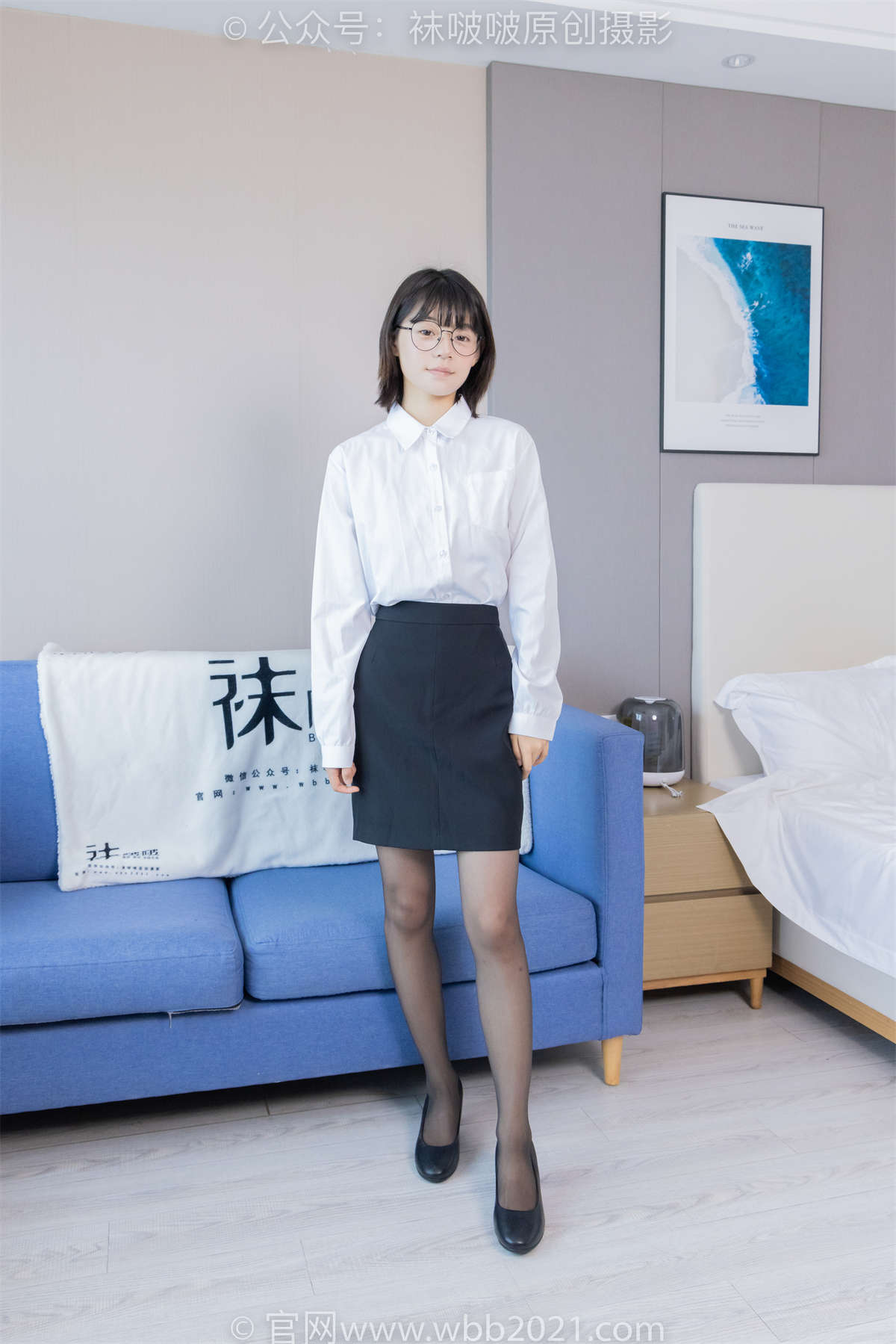 图片[2]-袜啵啵 No.436 糯米-OL制服、两双平底鞋、薄黑丝（脚尖透明款）、厚肉丝 花絮版”-日更街拍