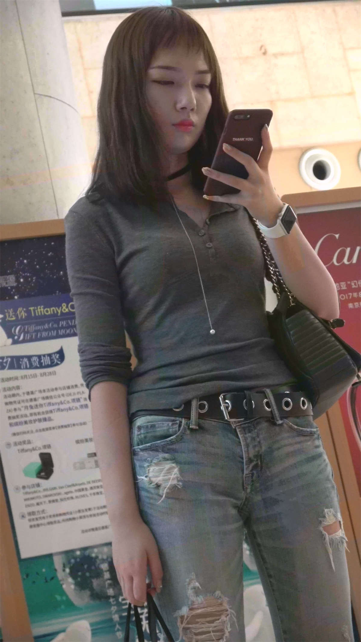 图片[2]-个性的蓝色牛仔美女-日更街拍