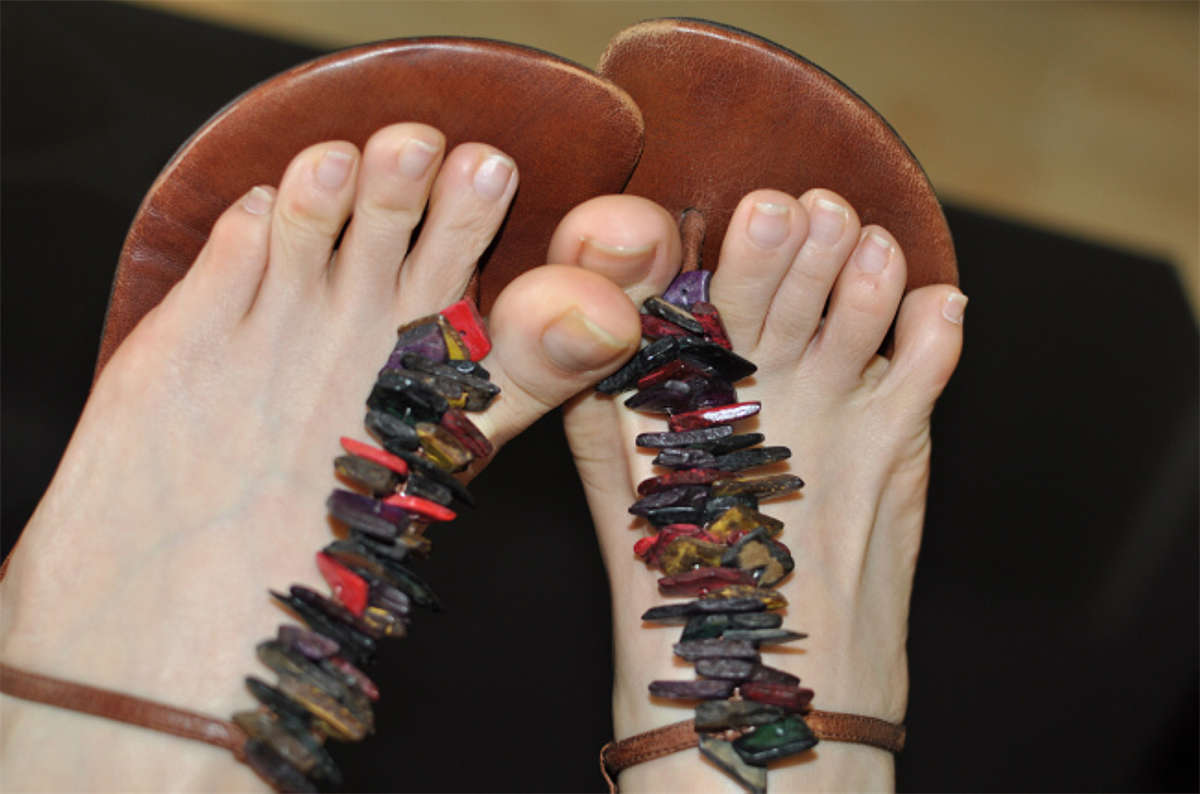 Fannie芬妮美足园NO.852 随拍凉鞋裸足-日更街拍