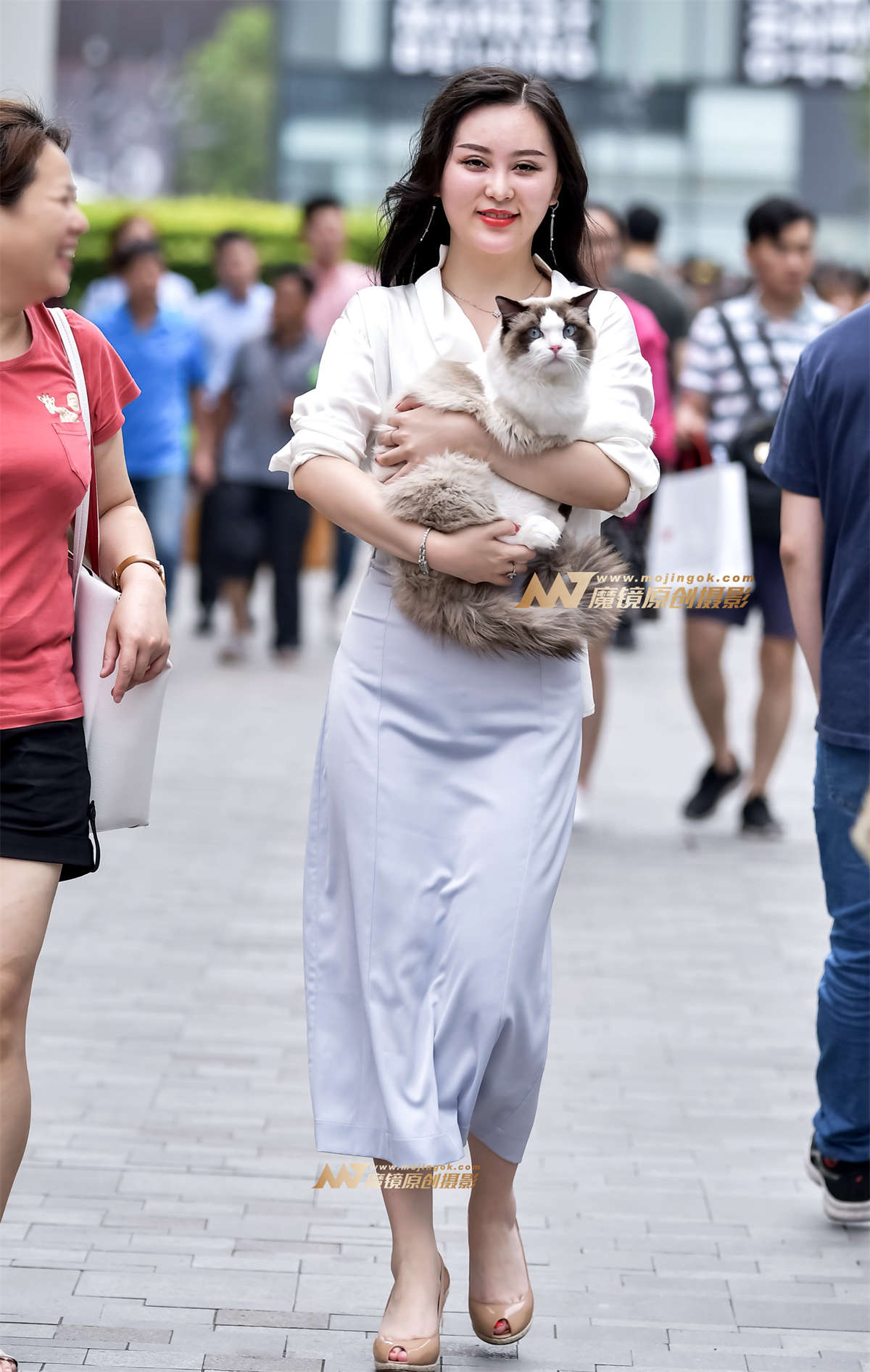 左手倒影赛帖：大气唯美的美女与她可爱的宠猫猫-日更街拍