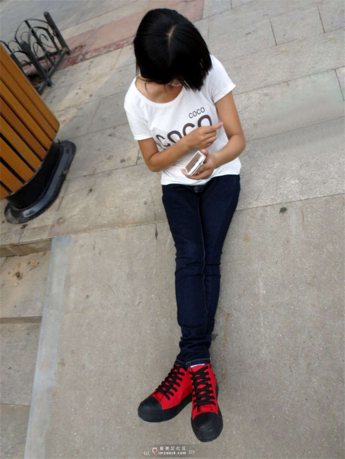 MZSOCK-2018 No.248 白棉袜牛仔裤可爱马尾小妹 【第一季】-日更街拍