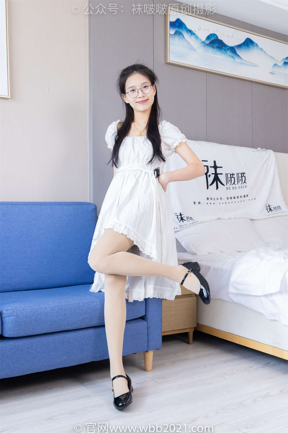 图片[2]-袜啵啵 No.303 芝士-皮鞋、厚肉丝、白棉袜、薄肉丝（仅打底）花絮版-日更街拍