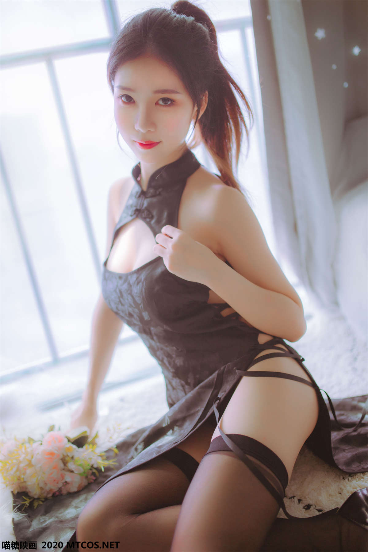 喵糖映画 VOL.114 黑白旗袍双子-日更街拍