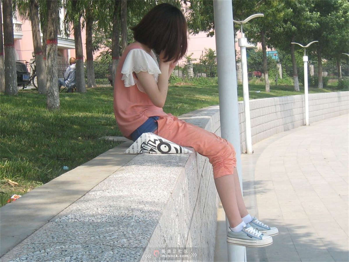 MZSOCK-2018 No.270 短发浅蓝色帆布鞋白袜妹-日更街拍