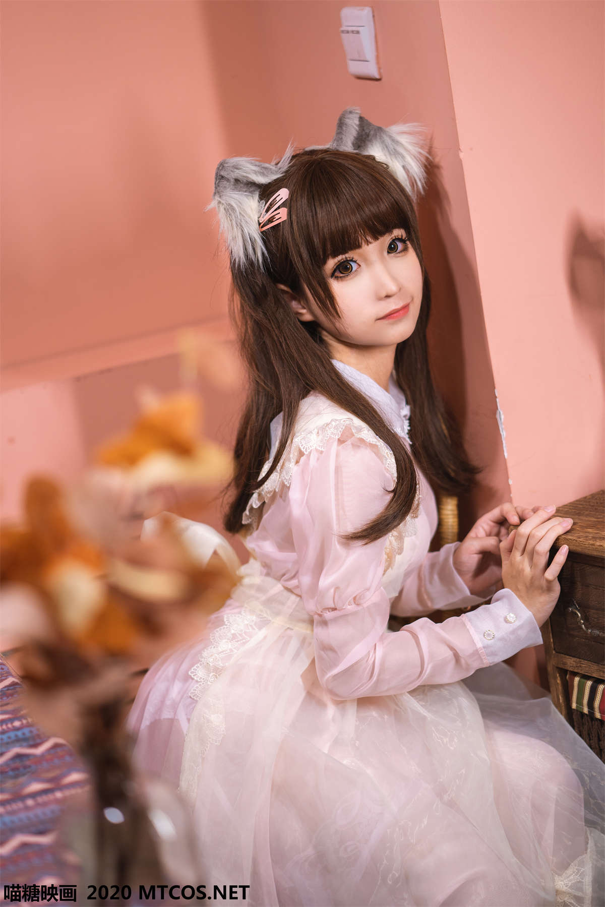 喵糖映画 VOL.119 粉色猫耳女仆 蠢沫沫-日更街拍