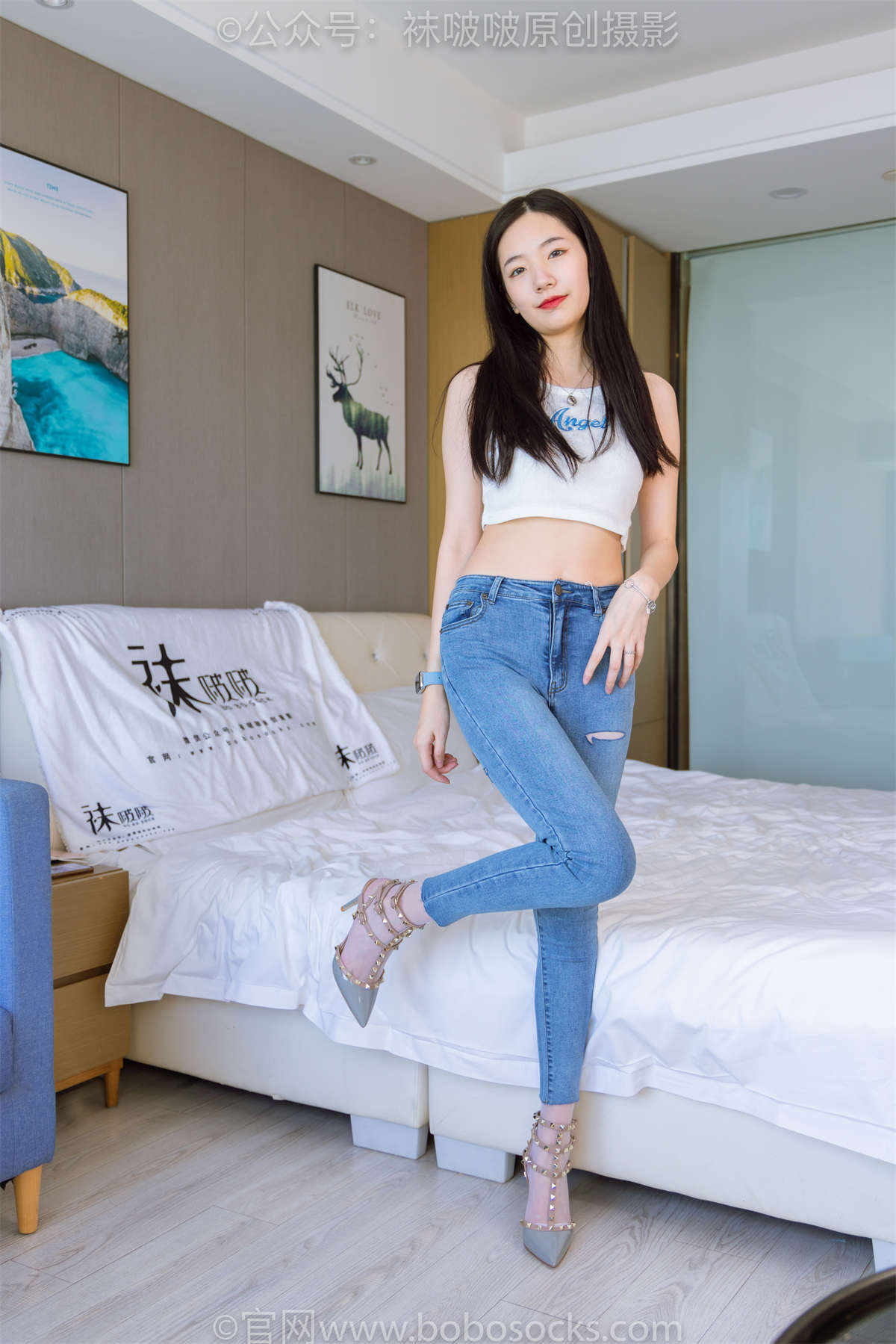 图片[2]-袜啵啵 No.201 小甜豆-高跟鞋、白丝（脚尖加固款、裤里丝）花絮版-日更街拍