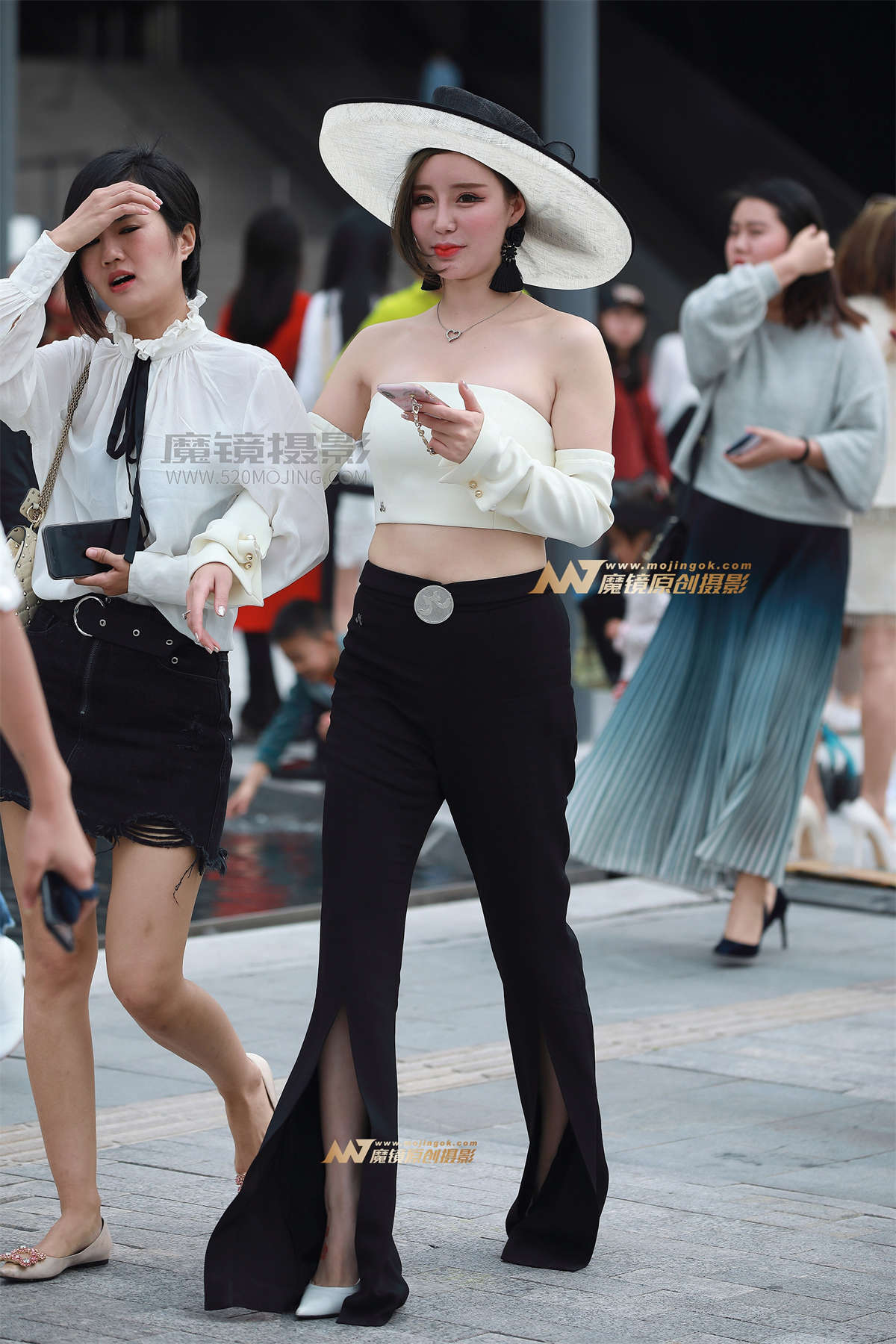 【风舞赛贴】抹胸，开衩长裤-日更街拍