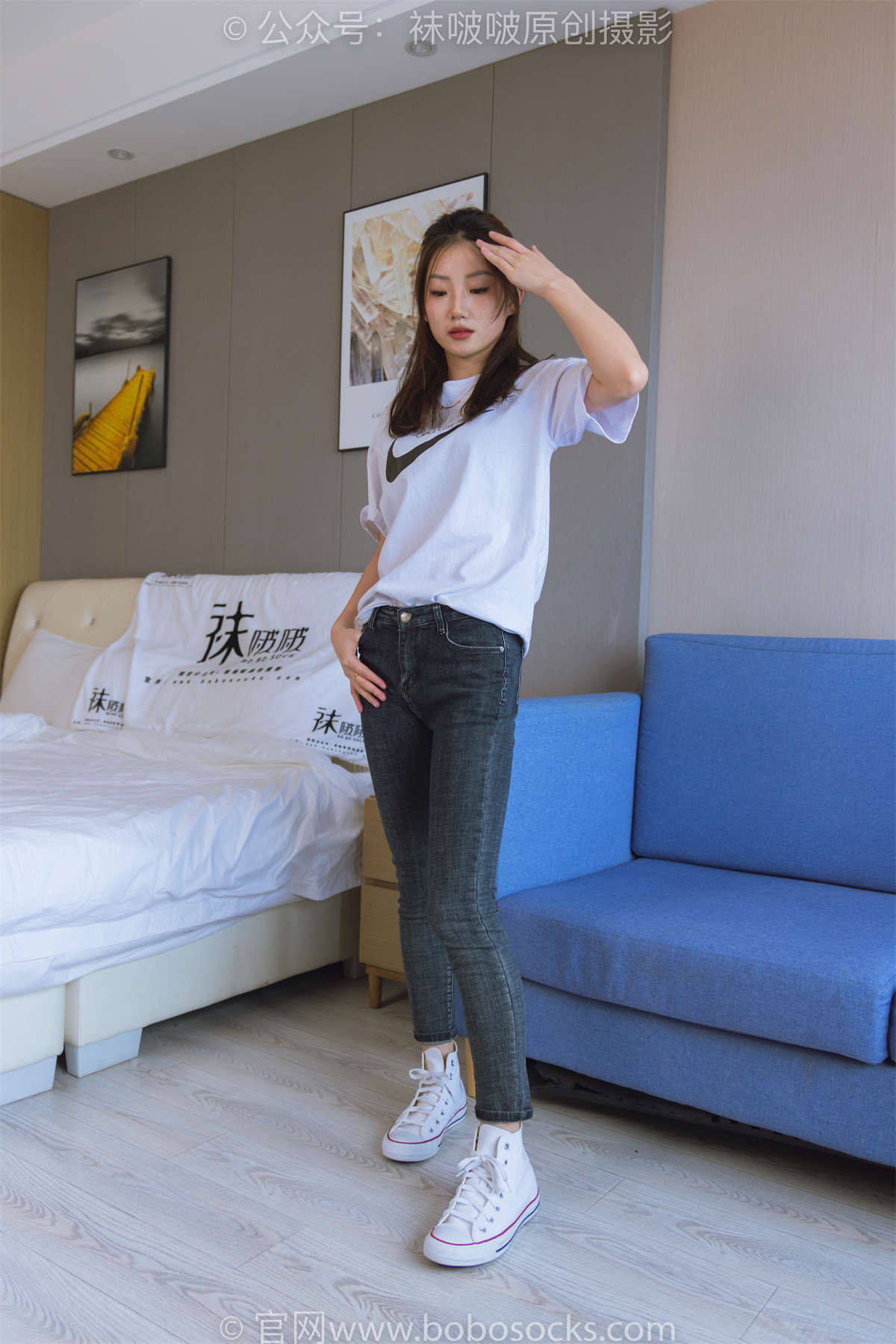 图片[2]-袜啵啵 No.220 小沫-两双板鞋、短肉丝（脚尖加固款）、裸足 花絮版-日更街拍