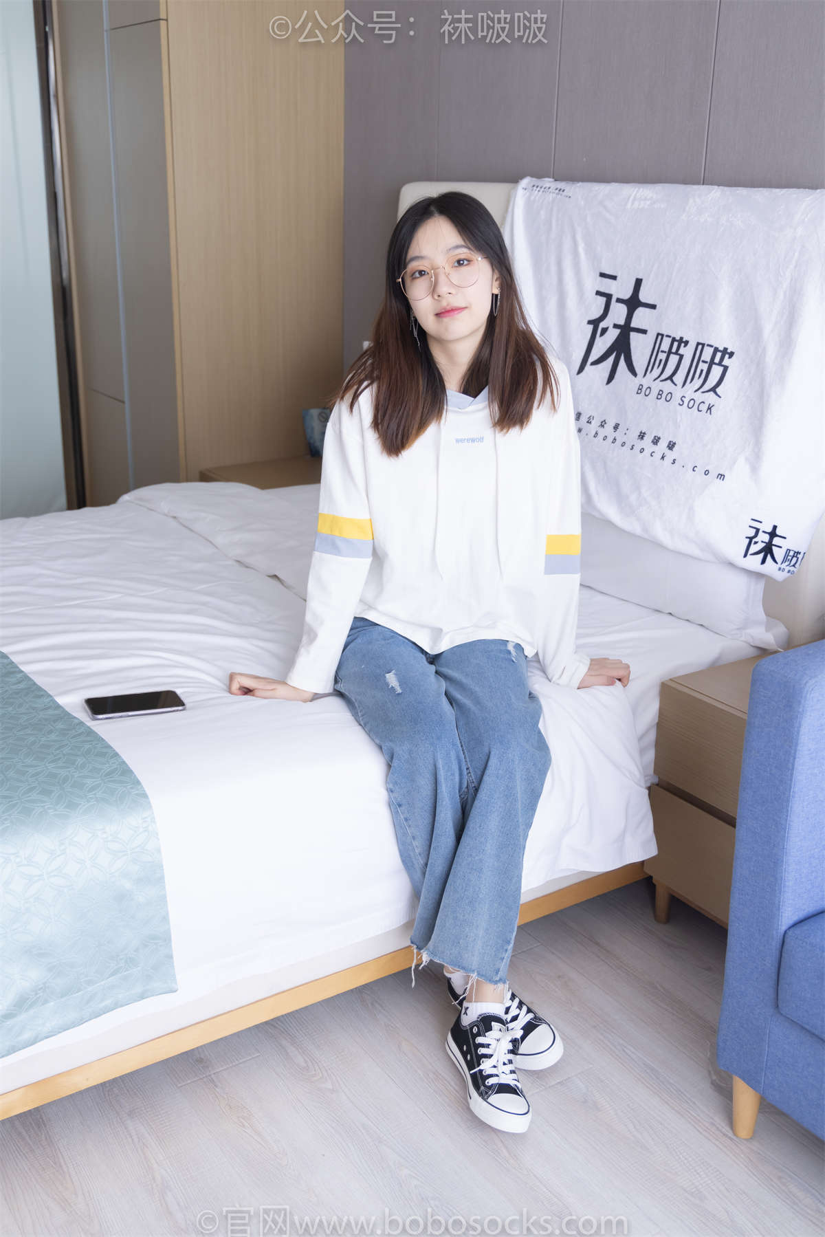 图片[2]-袜啵啵 No.080 小甜豆-帆布鞋、白棉袜、肉丝（脚尖加固款、裤里丝）花絮版-日更街拍