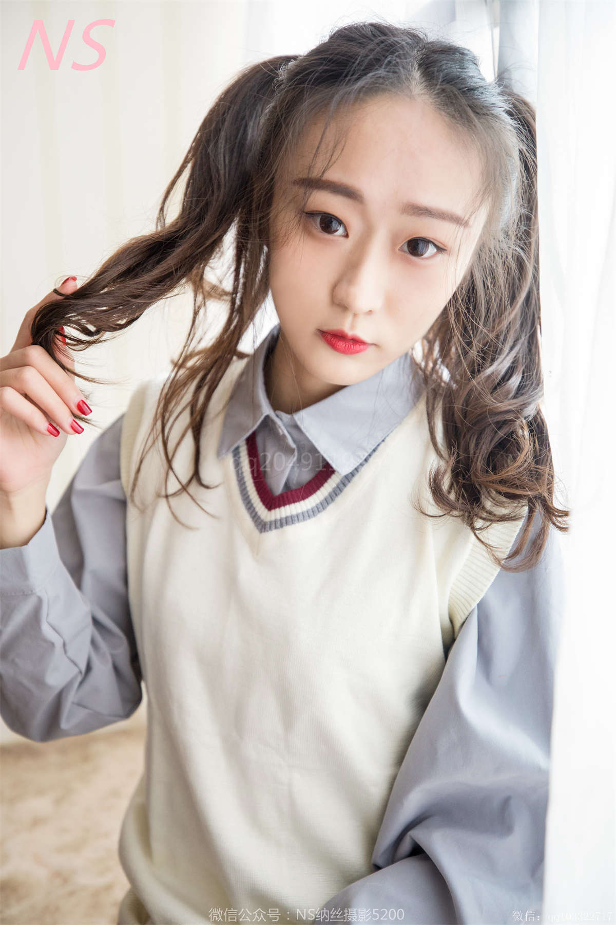 纳丝摄影No.187 小云 双马尾学生装-日更街拍