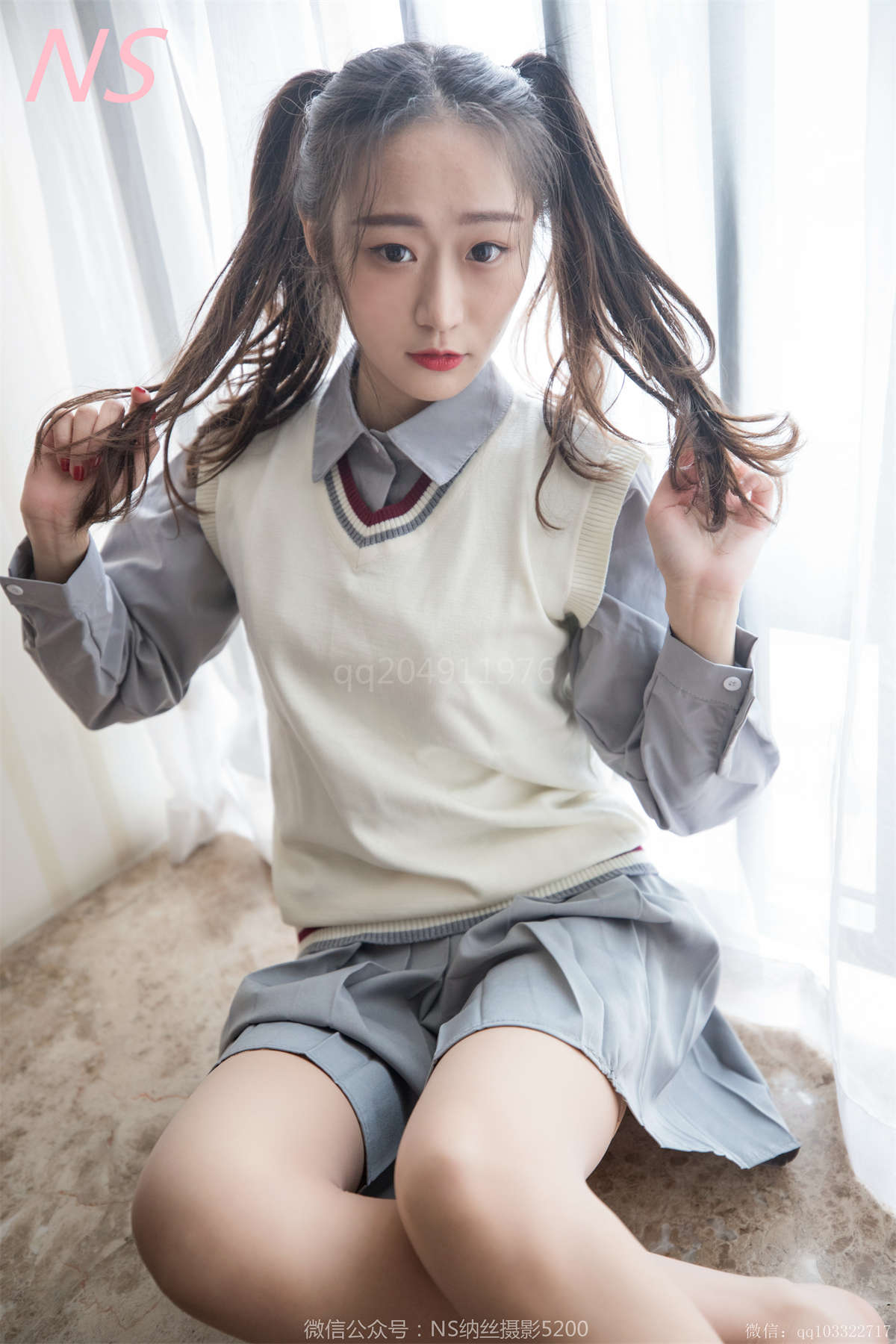 图片[2]-纳丝摄影No.187 小云 双马尾学生装-日更街拍