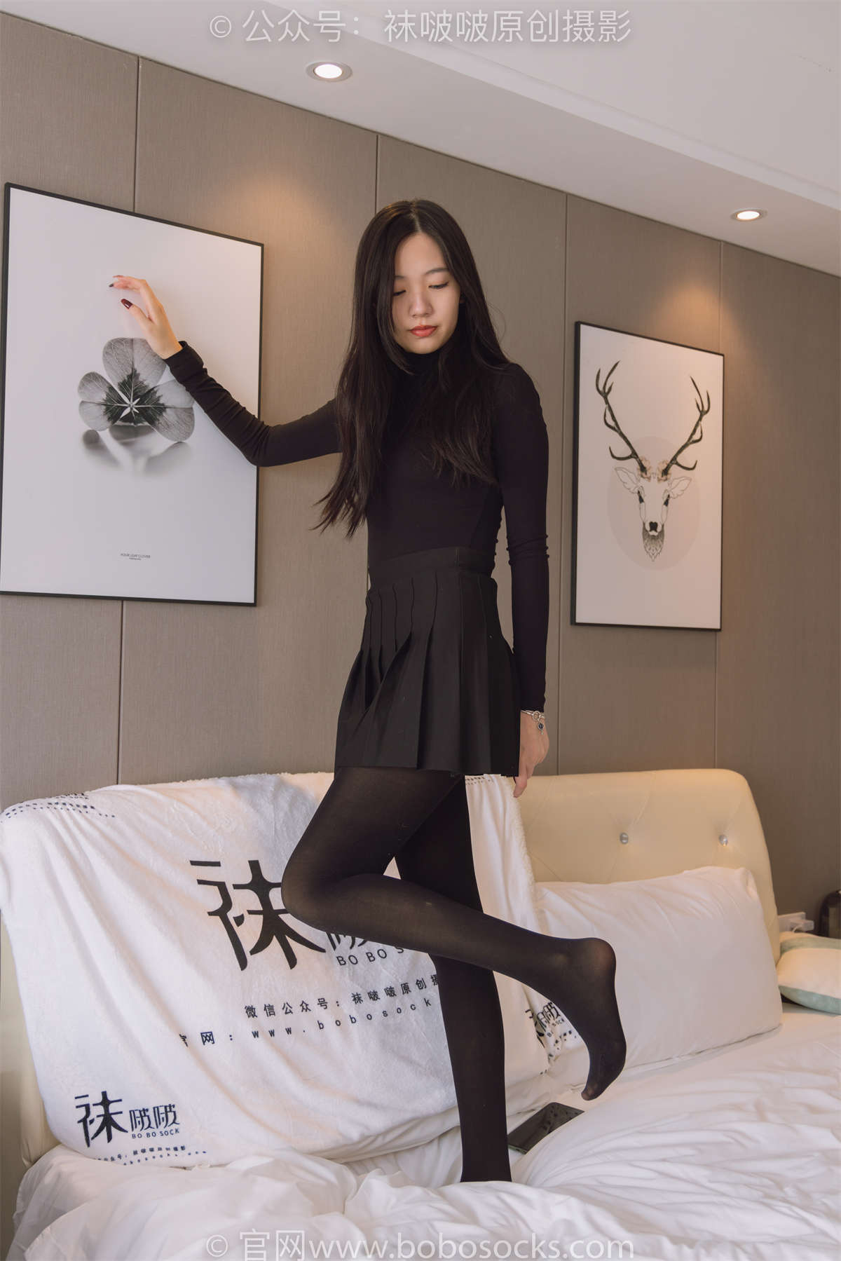 图片[2]-袜啵啵 No.184 小甜豆-黑皮鞋、厚黑丝 花絮版-日更街拍