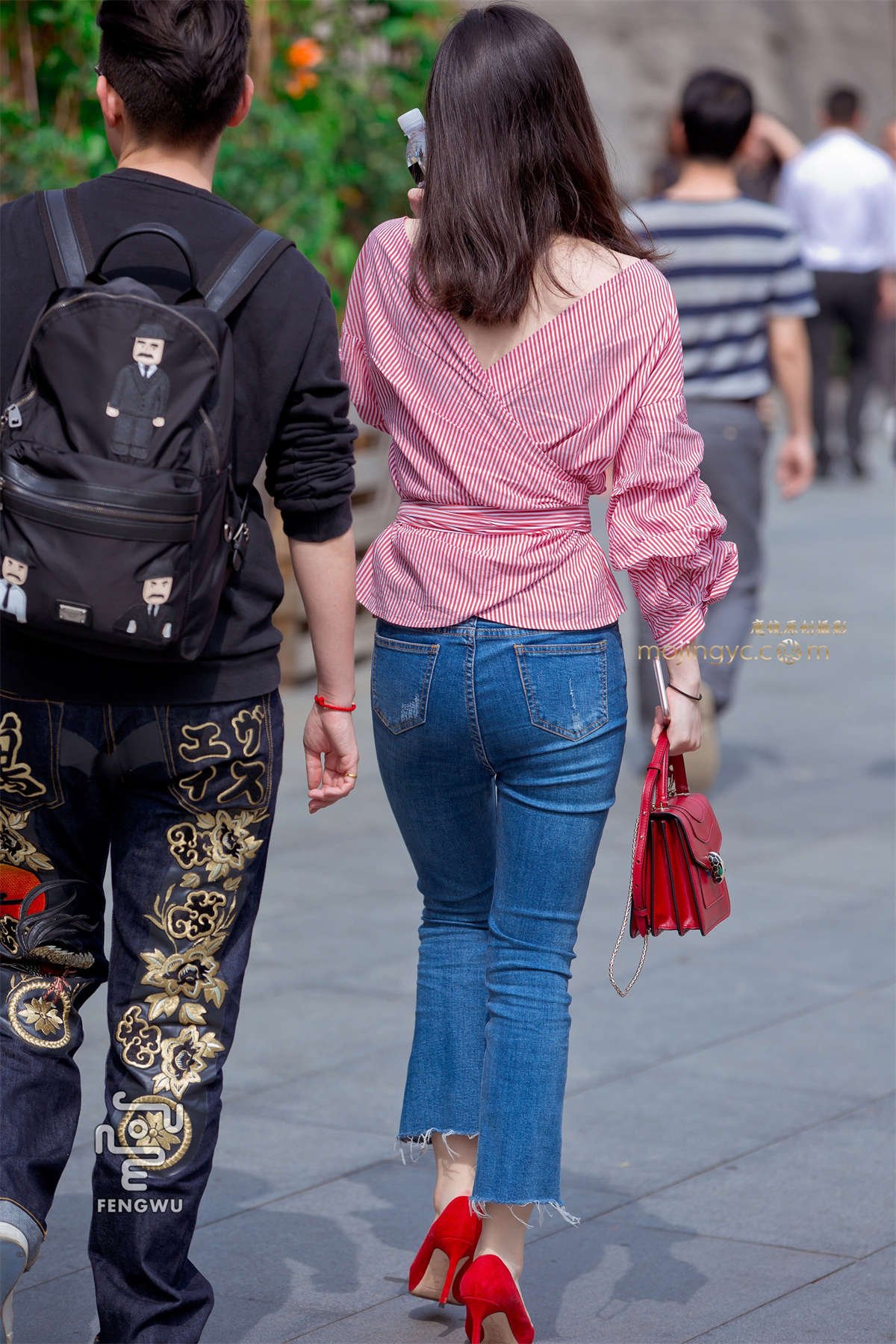 紧身牛仔裤，高跟（10）-日更街拍