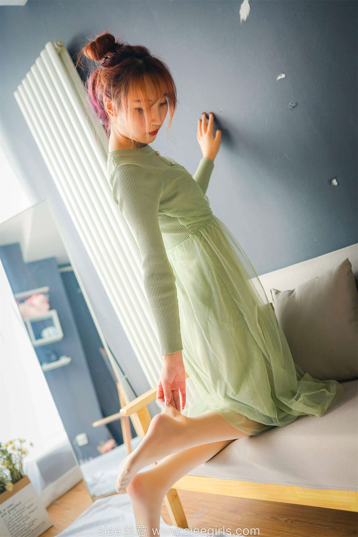 图片[2]-SIEE丝意 NO.473 绿色莲衣裙 厚肉丝-日更街拍