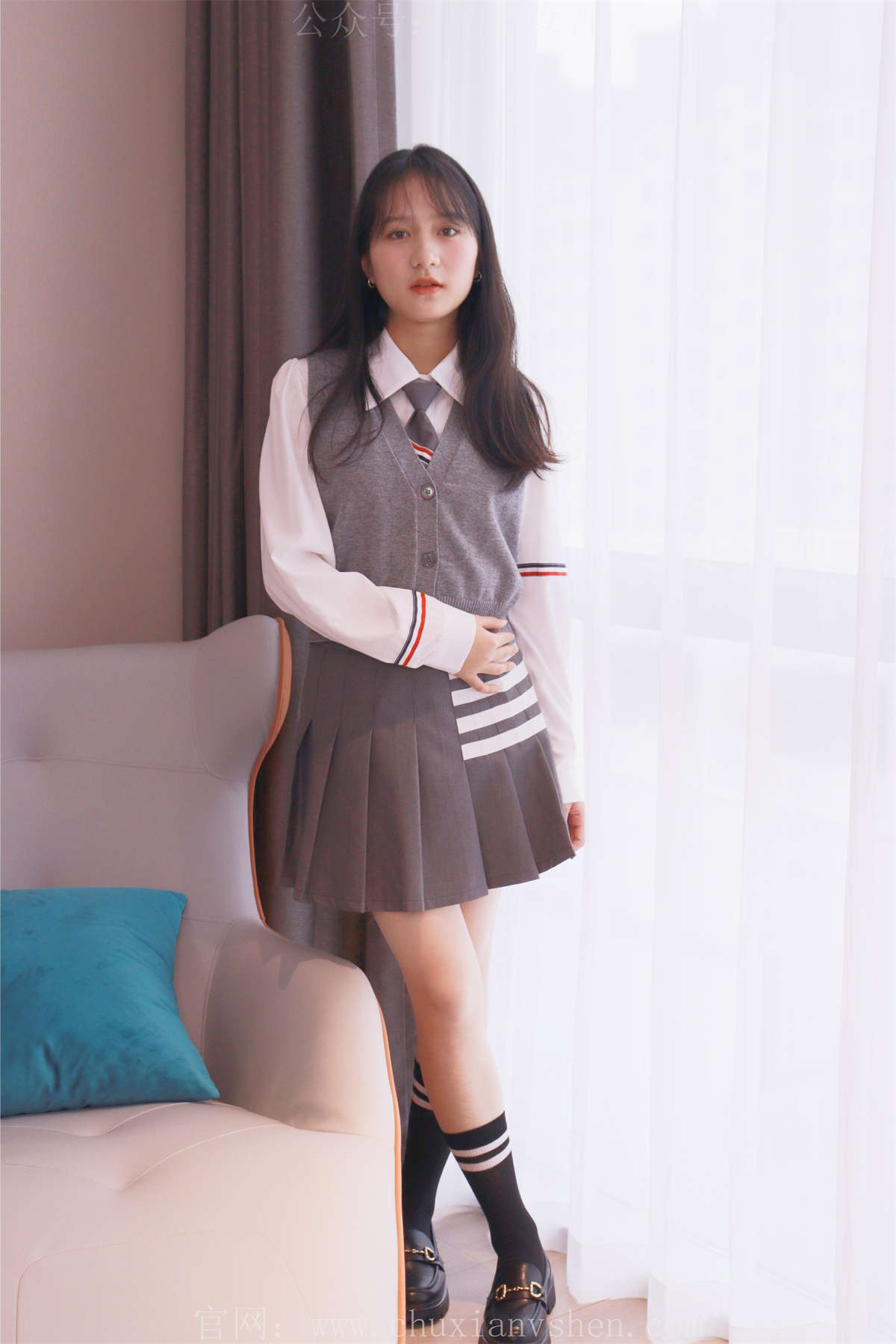 图片[2]-初夏女神 No.003 沙沙 王心凌同款JK搭配JK小黑皮鞋-日更街拍