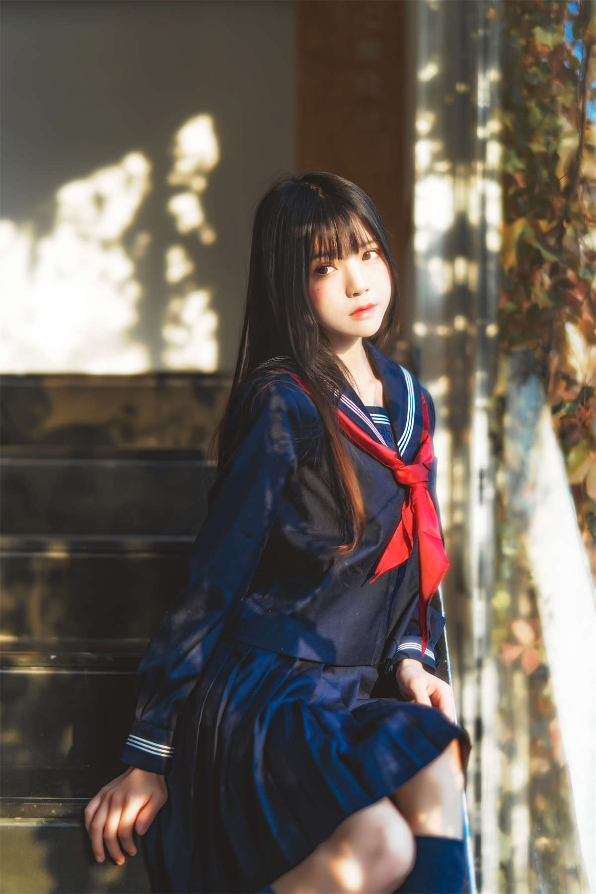 桜桃喵 – (小少女)黑色水手服-日更街拍