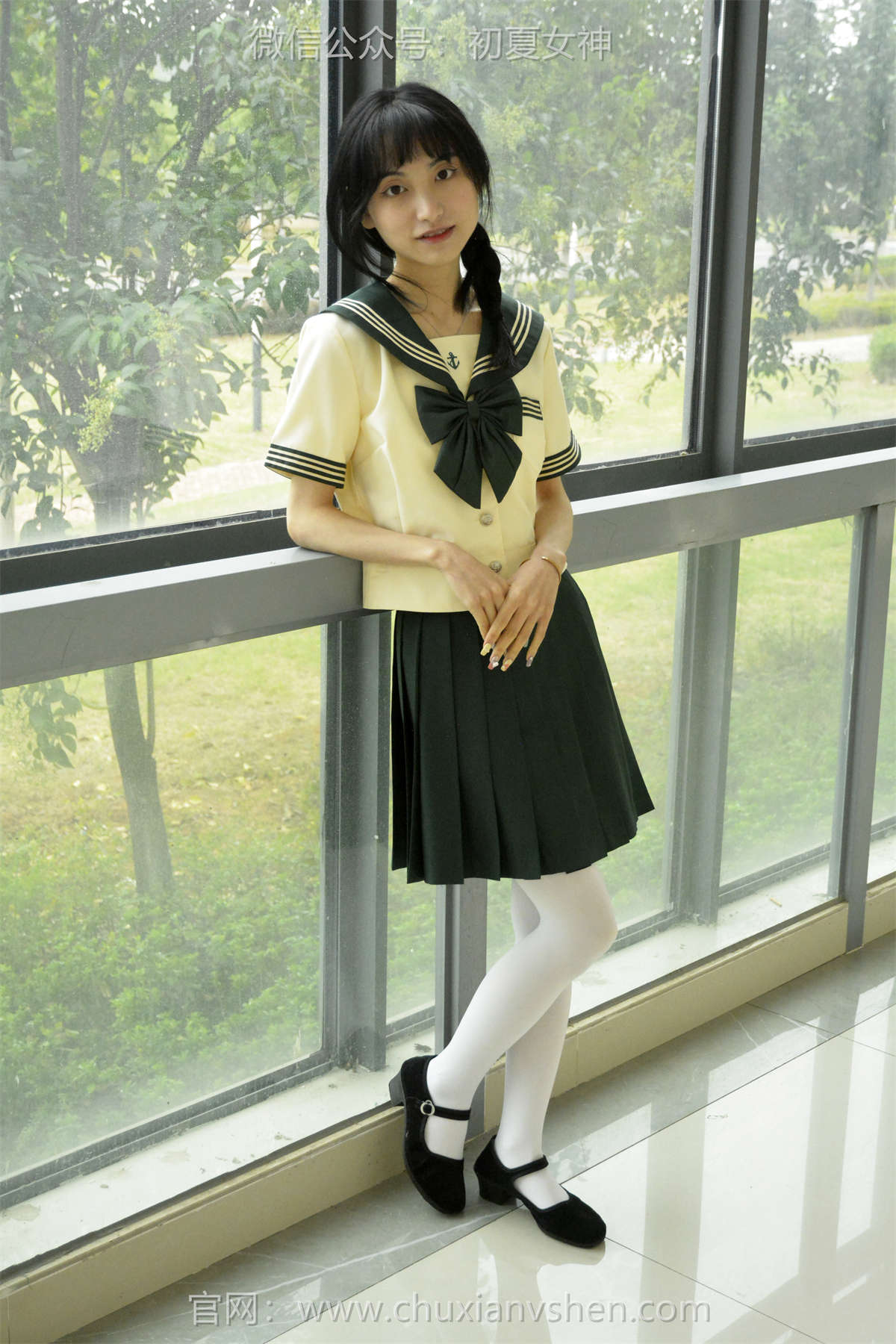 图片[2]-初夏女神 NO.104 柒柒 绿色水手服-日更街拍