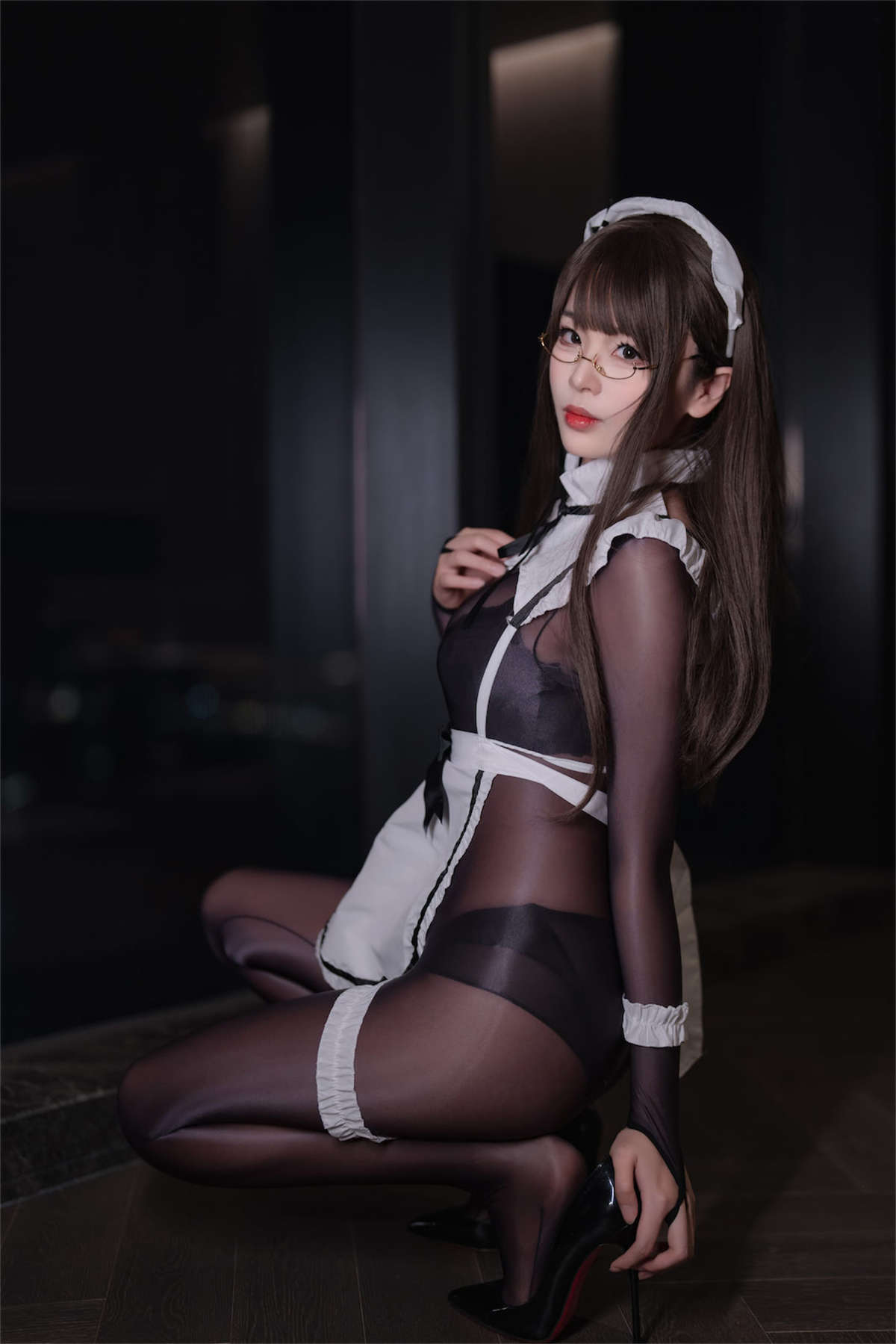 图片[2]-轩萧学姐NO.081 连体丝女仆-日更街拍