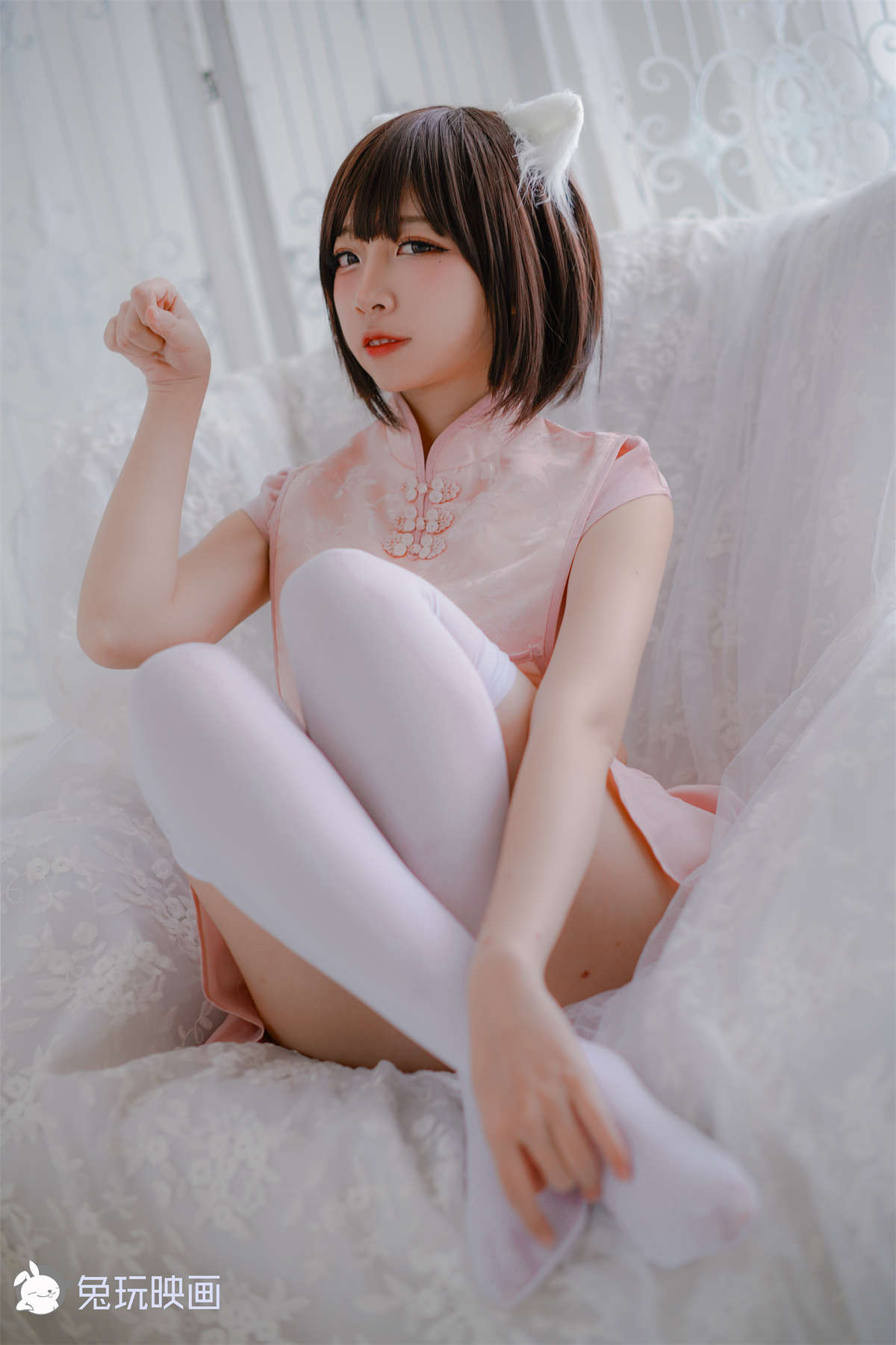 图片[2]-兔玩映画 C05.002 粉旗袍和黑三本-日更街拍