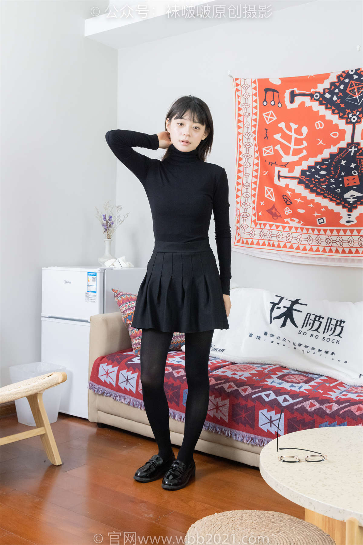 图片[2]-袜啵啵 No.466 糯米-皮鞋、厚黑丝 花絮版-日更街拍