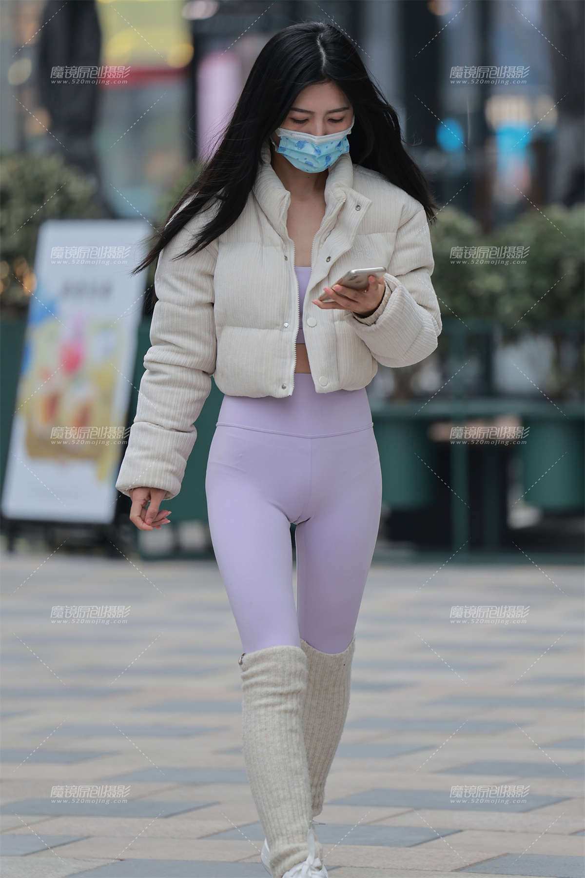 图片[2]-浅紫色瑜伽裤-日更街拍