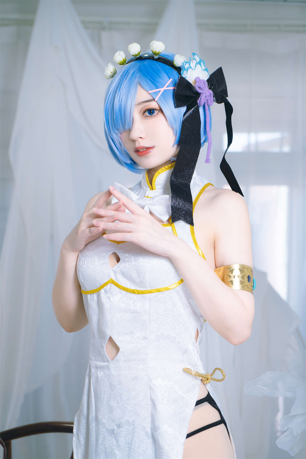 YITUYU艺图语 2023.07.23 蕾姆白色旗袍 桃墨公子x-日更街拍