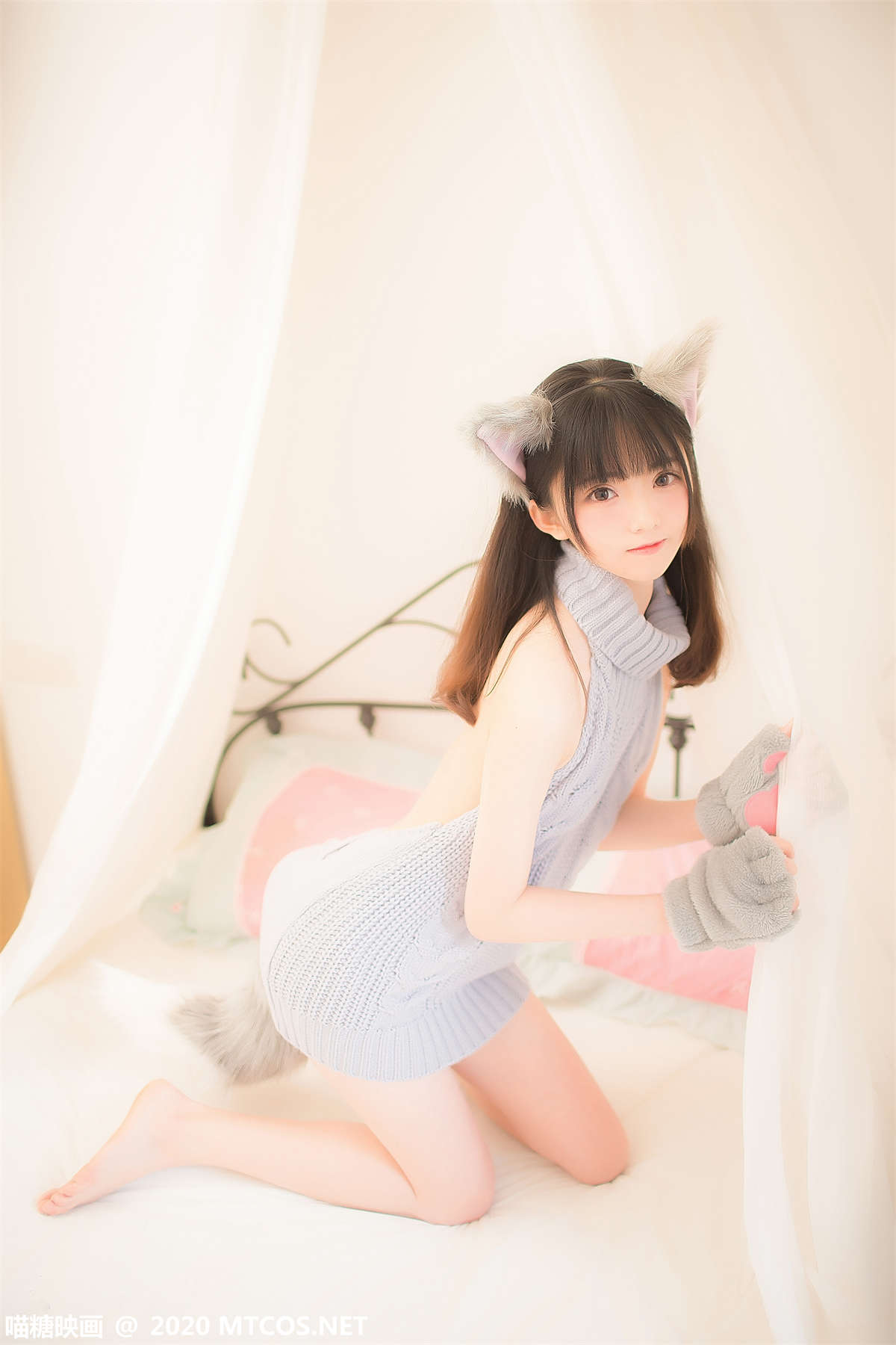 喵糖映画 VOL.274 萌娘的蓝色毛衣-日更街拍