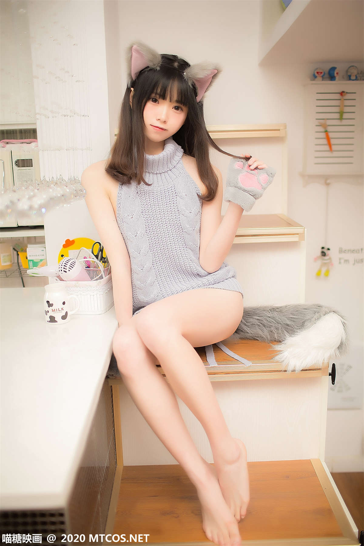 图片[2]-喵糖映画 VOL.274 萌娘的蓝色毛衣-日更街拍