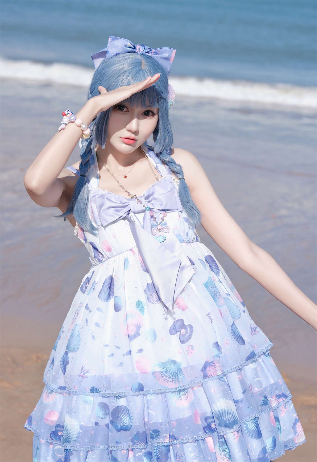 图片[2]-彩芸_Nebula 渐变贝壳白紫-日更街拍