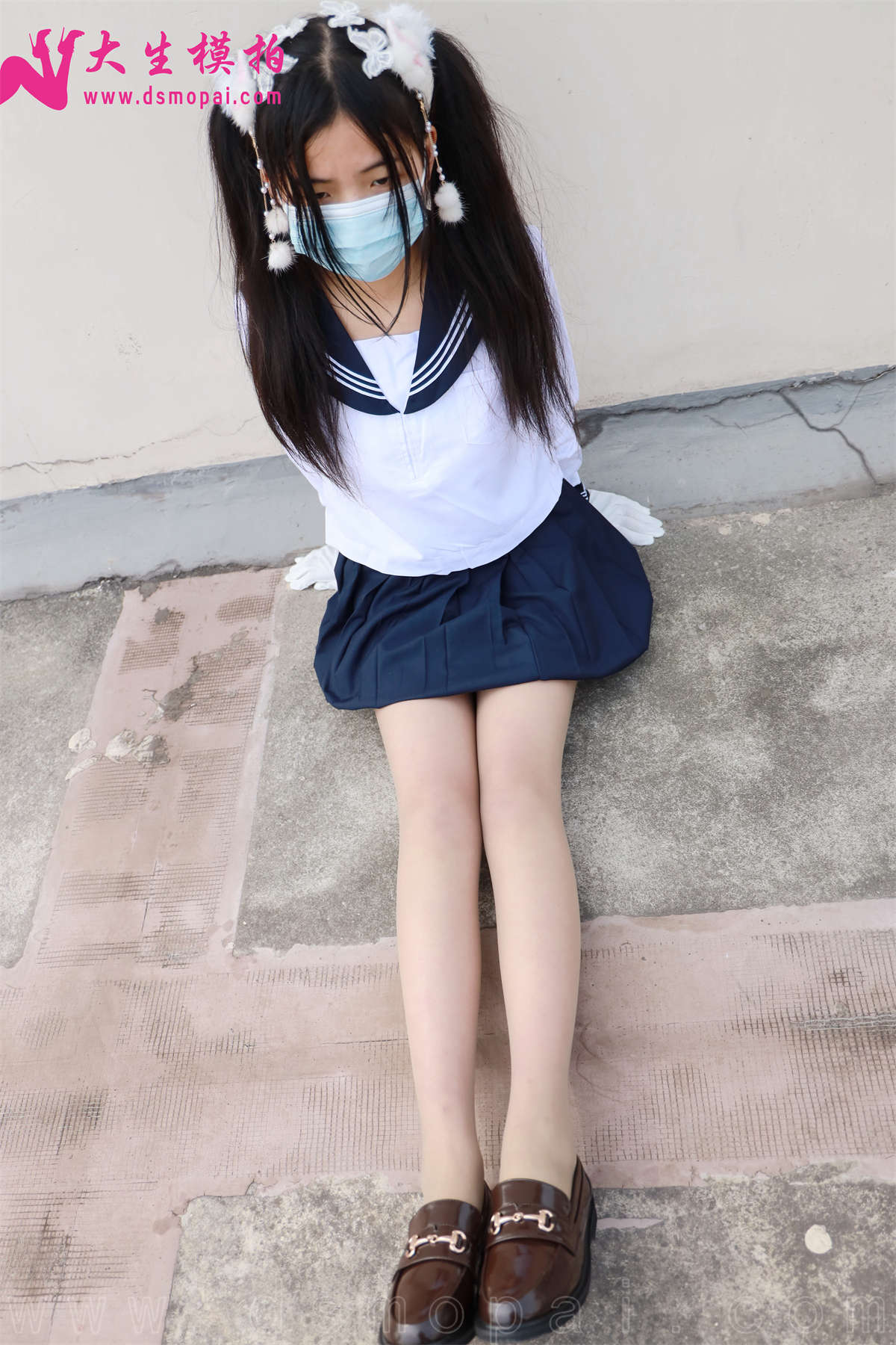 图片[2]-大生模拍 NO.256 梦梦 双马尾JK无内-日更街拍