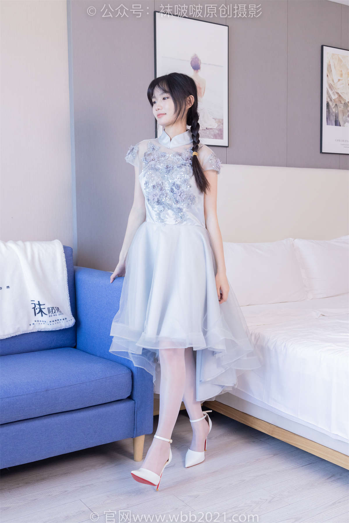 图片[2]-袜啵啵 No.512 甜甜圈-高跟鞋、油亮薄白丝（脚尖透明款）、袜踩奶油蛋糕剧情 剧情版-日更街拍