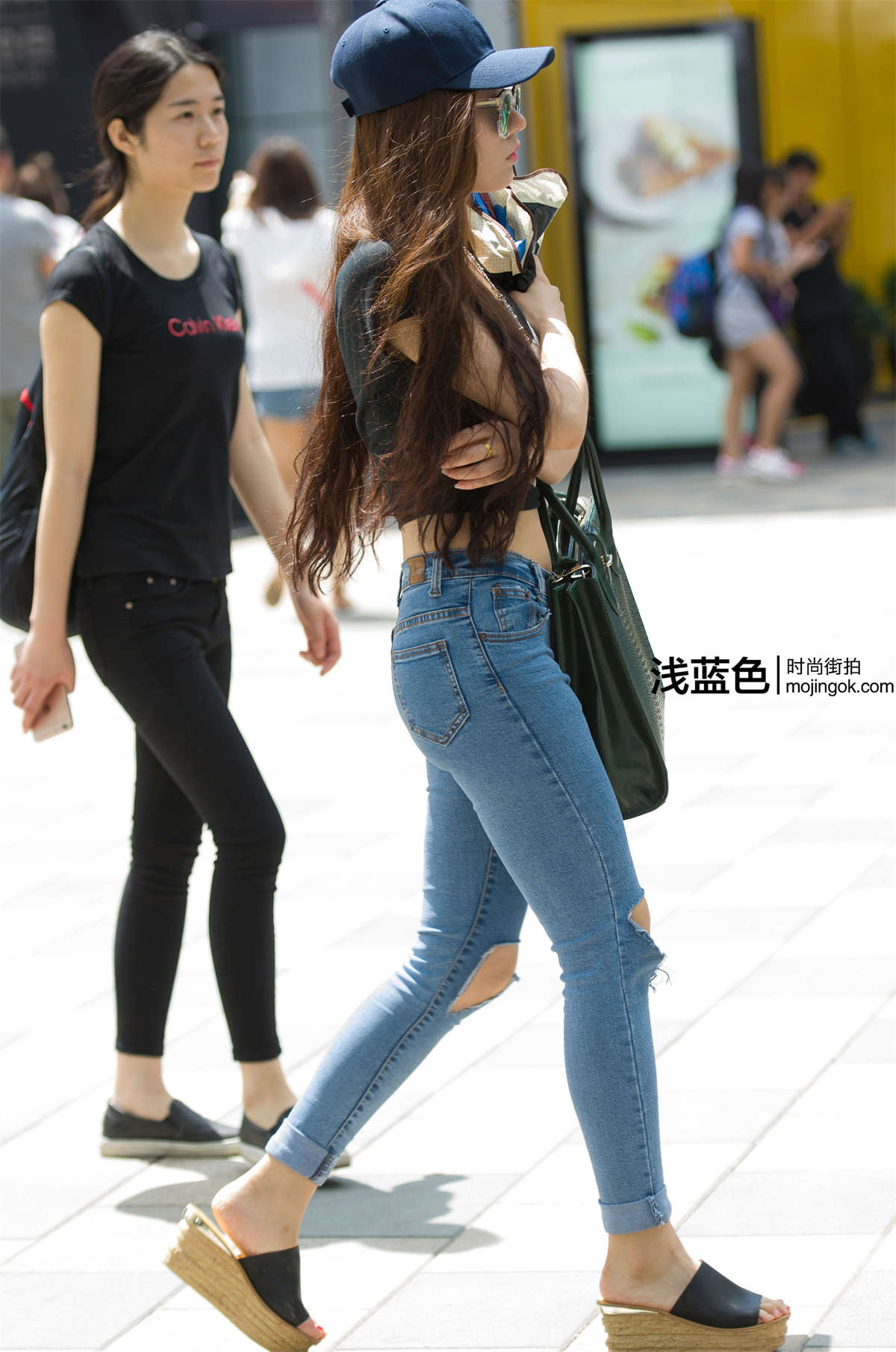 漏脐装 乞丐牛仔裤（22p）-日更街拍