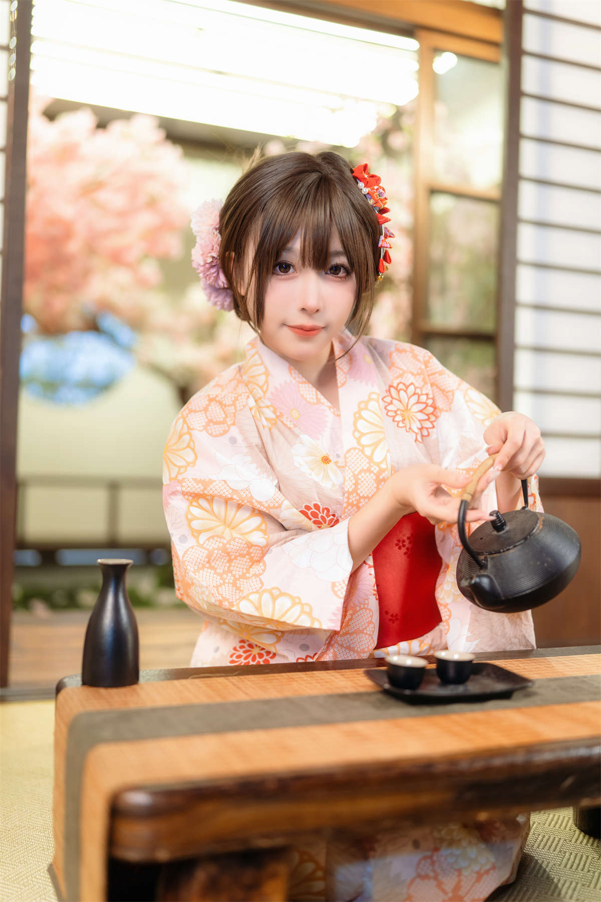 YITUYU艺图语 2024.03.09 樱花庭院和风浴衣 葡萄可尔必思插图1