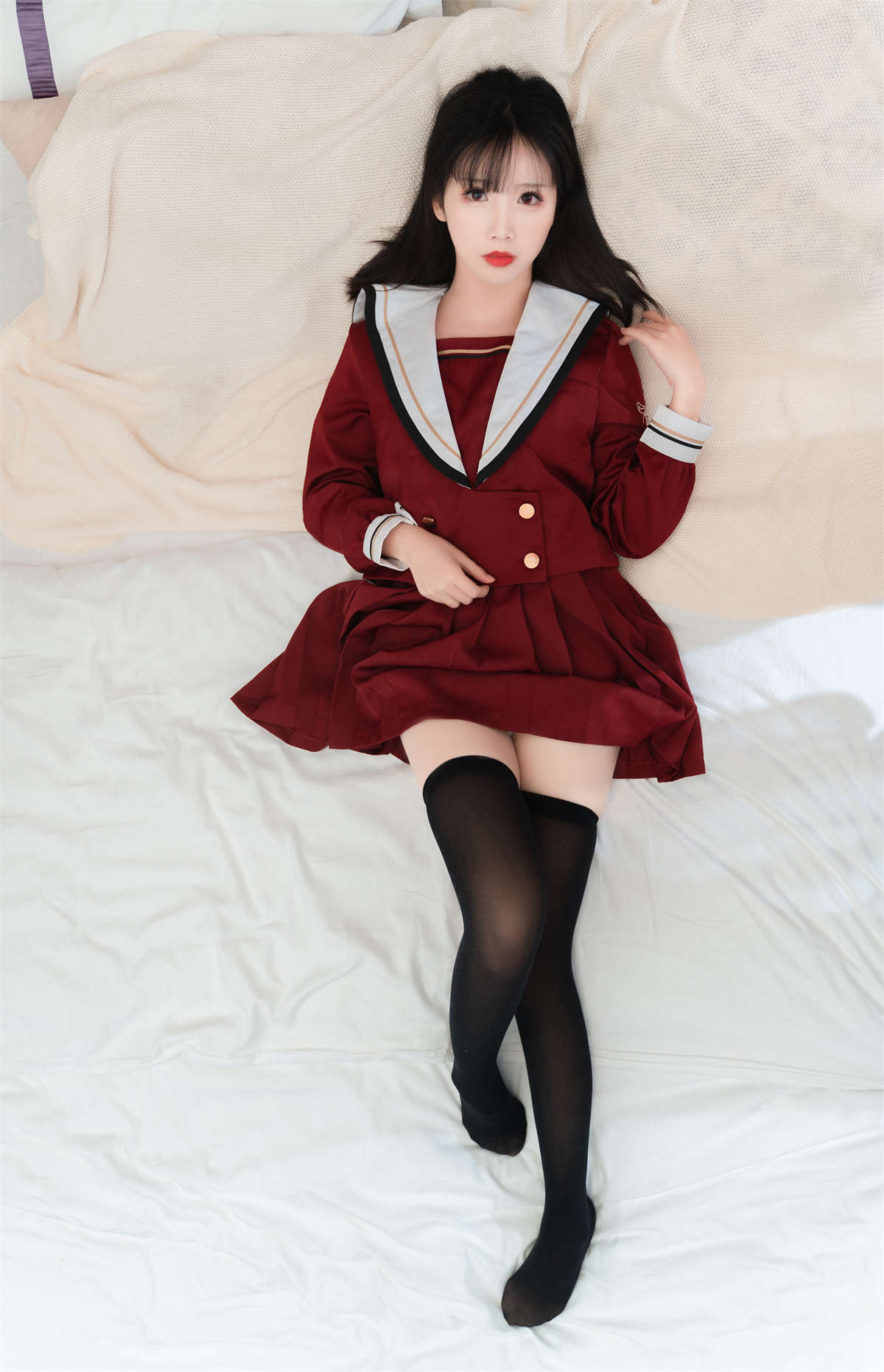 图片[2]-面饼仙儿 NO.082 红色JK-日更街拍