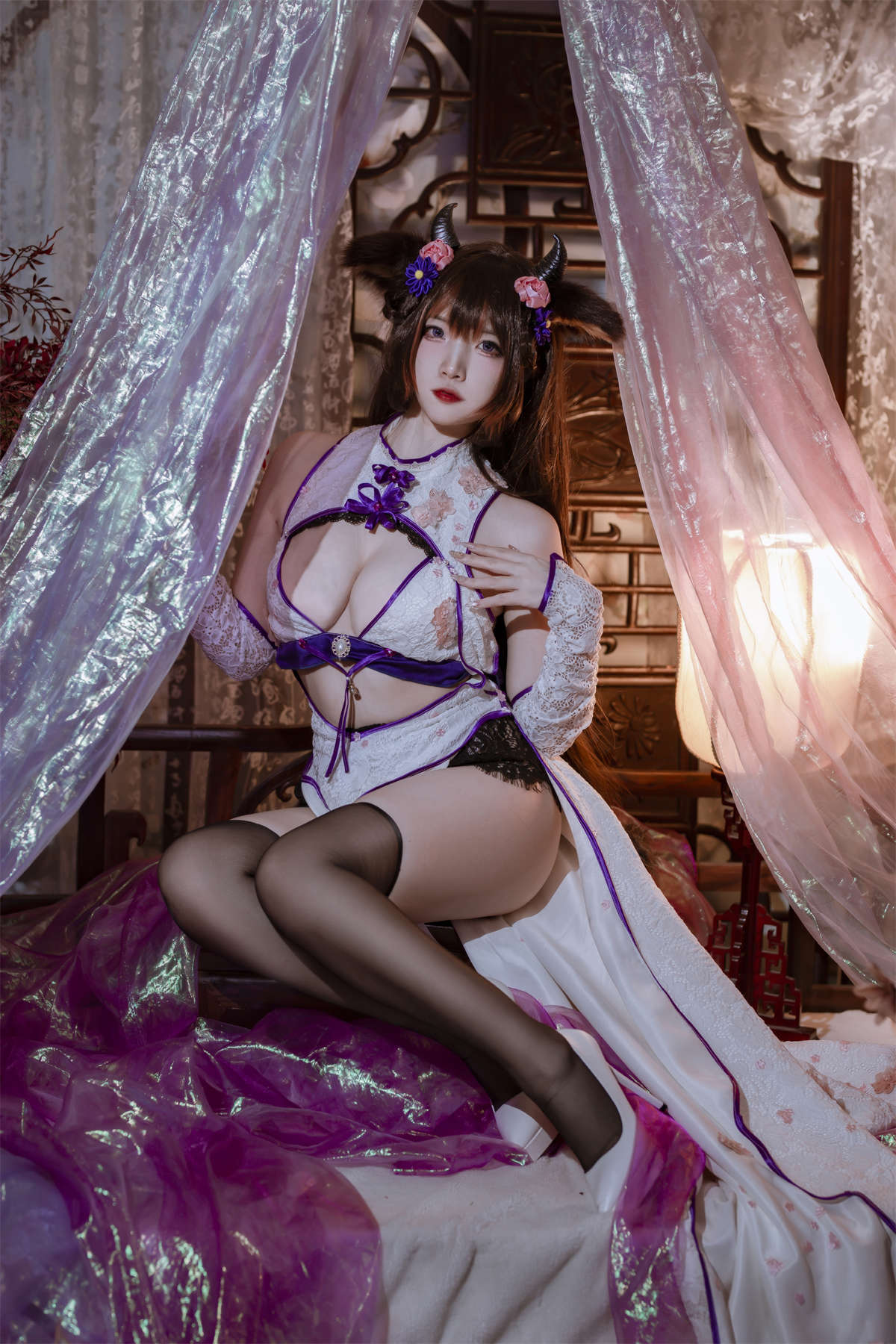 高产型Coser-二佐Nisa 碧蓝樫野旗袍-日更街拍