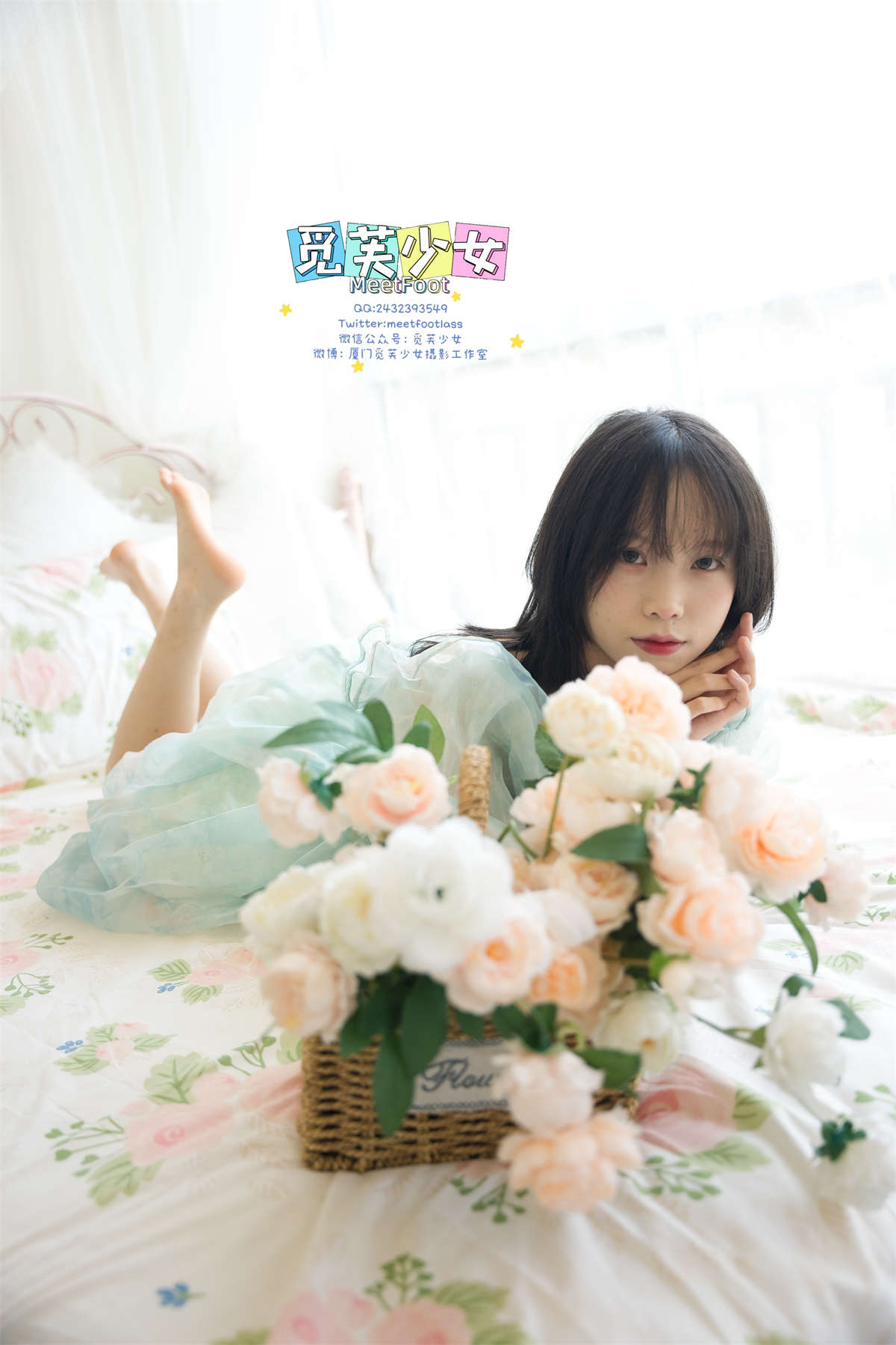 觅芙少女 NO.033 小婉 一袭蓝色纱裙构筑今晚浪漫的梦境-日更街拍