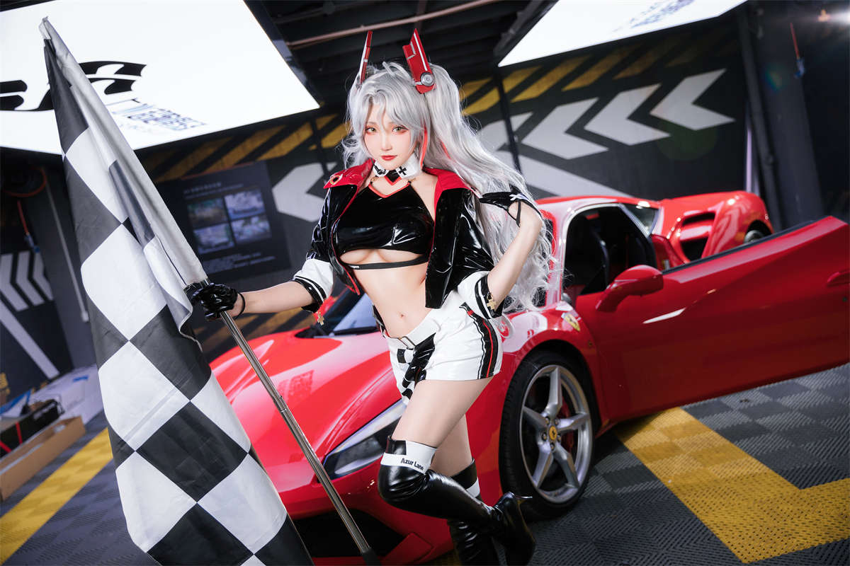 图片[2]-Momoko葵葵 碧蓝航线-欧根&企业-赛车女郎-日更街拍