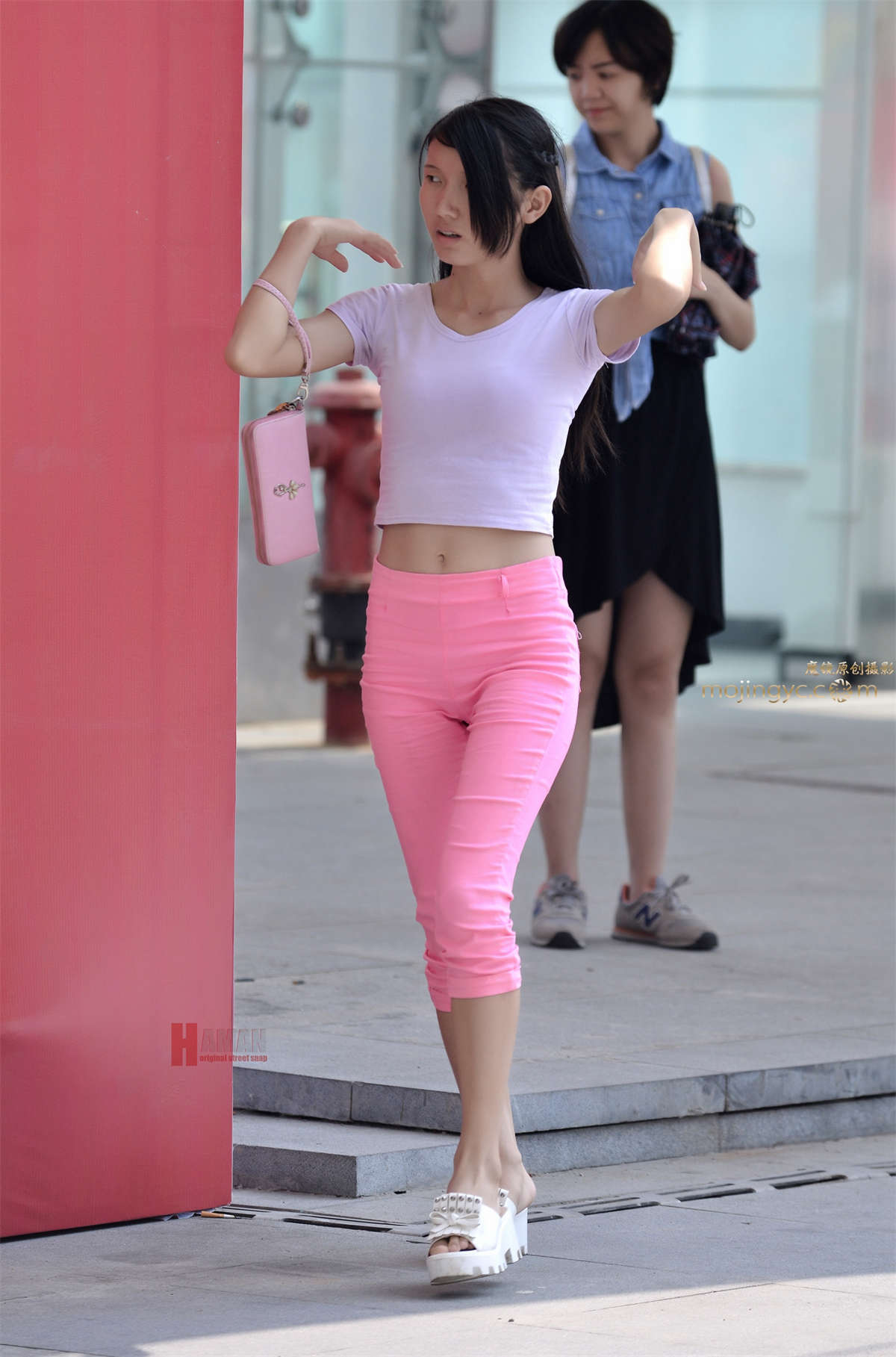 粉裤-日更街拍