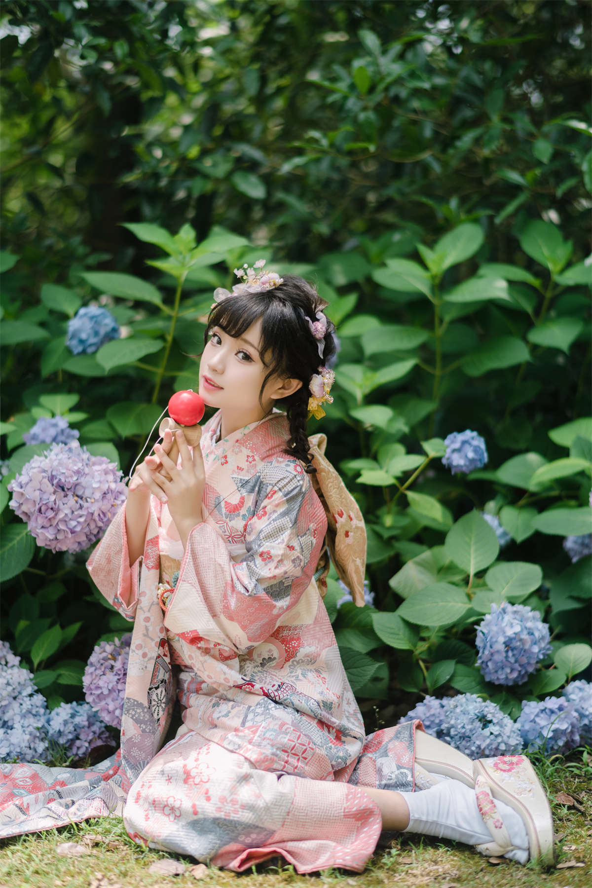 图片[2]-花柒Hana 绣球花和服-日更街拍