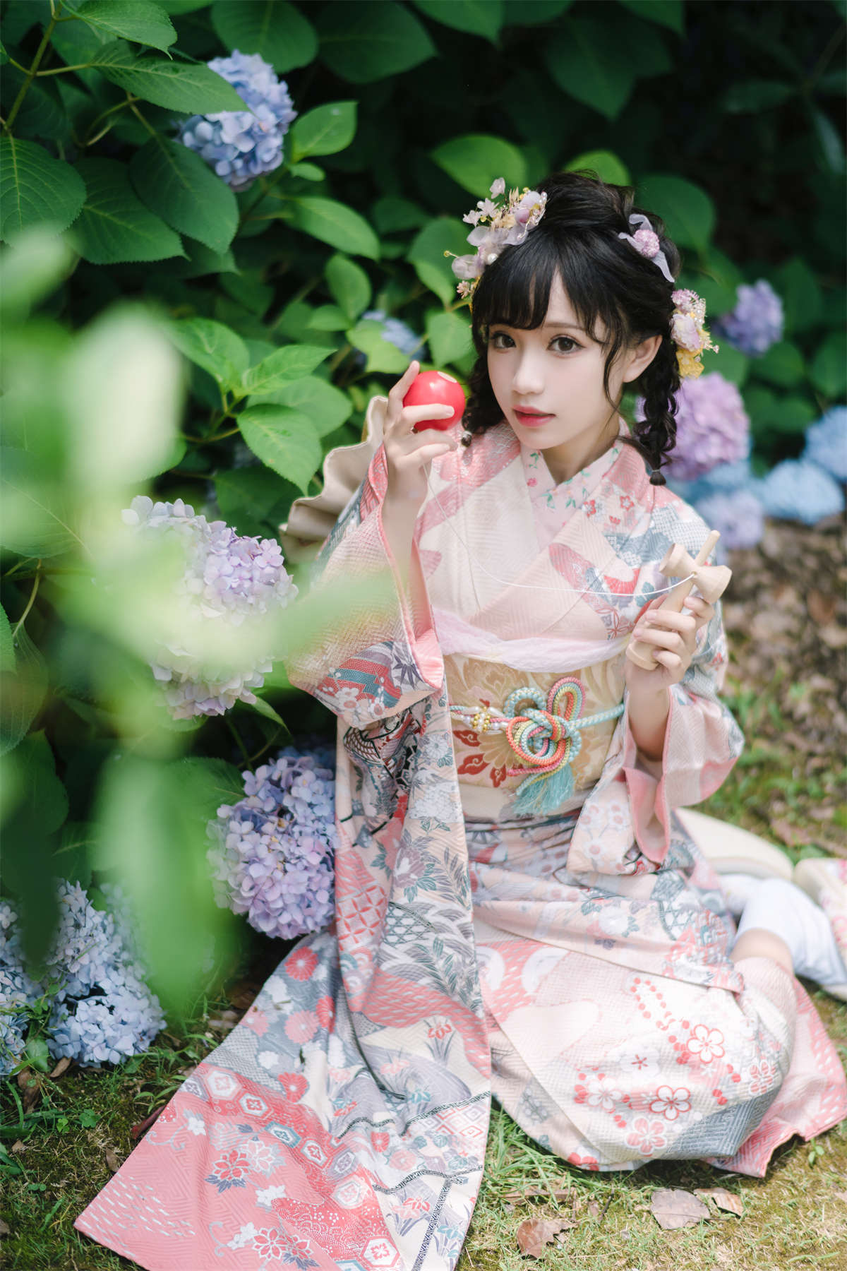 花柒Hana 绣球花和服-日更街拍