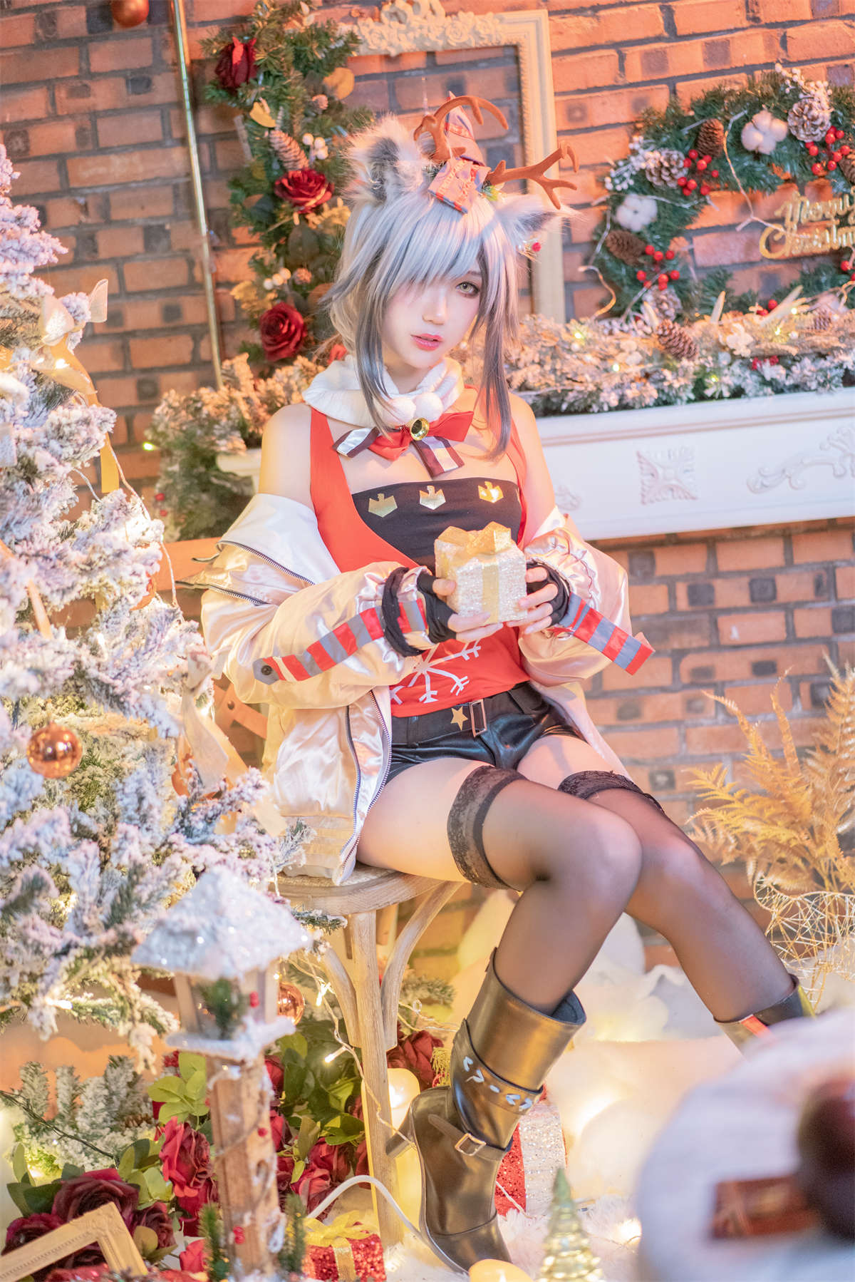 周叽是可爱兔兔No.32 圣诞黑丝兽耳插图1