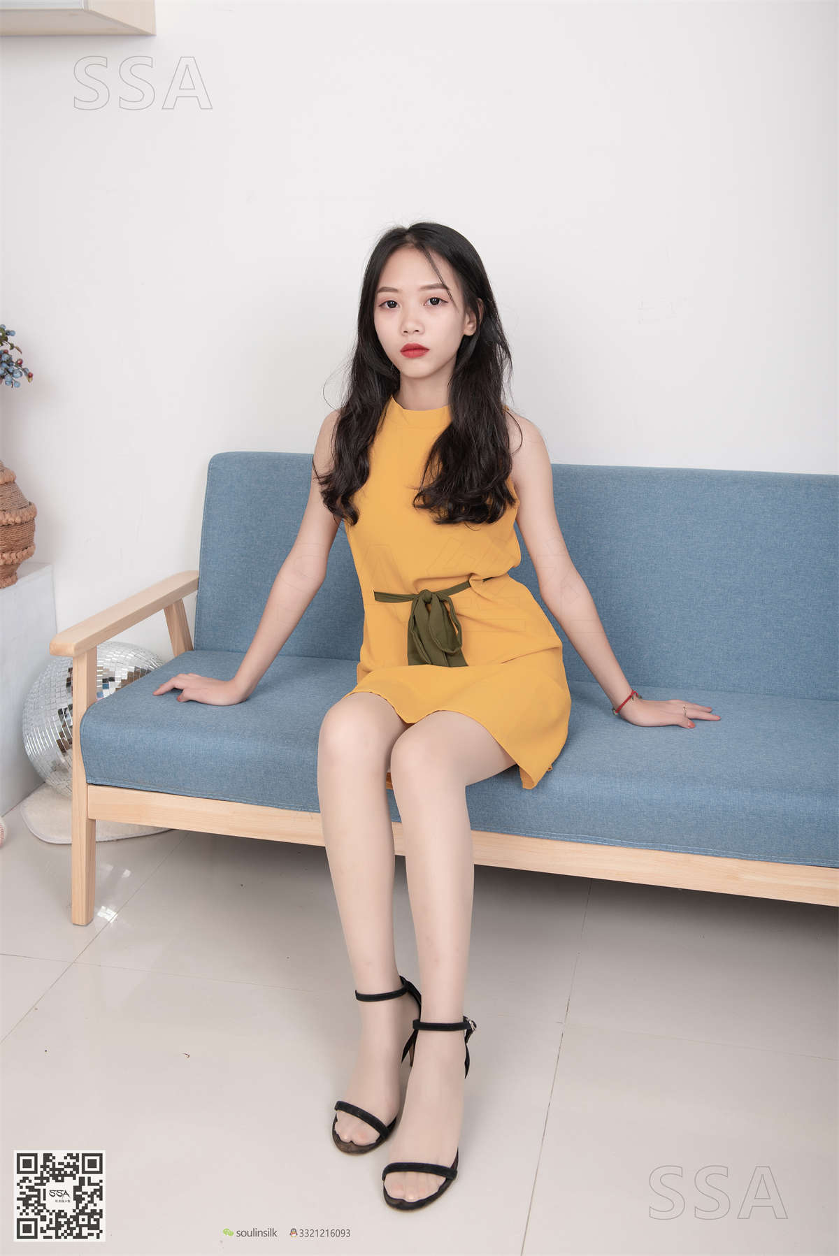 图片[2]-SSA丝社 NO.165 小凉 黄色连衣裙肉丝首秀-日更街拍