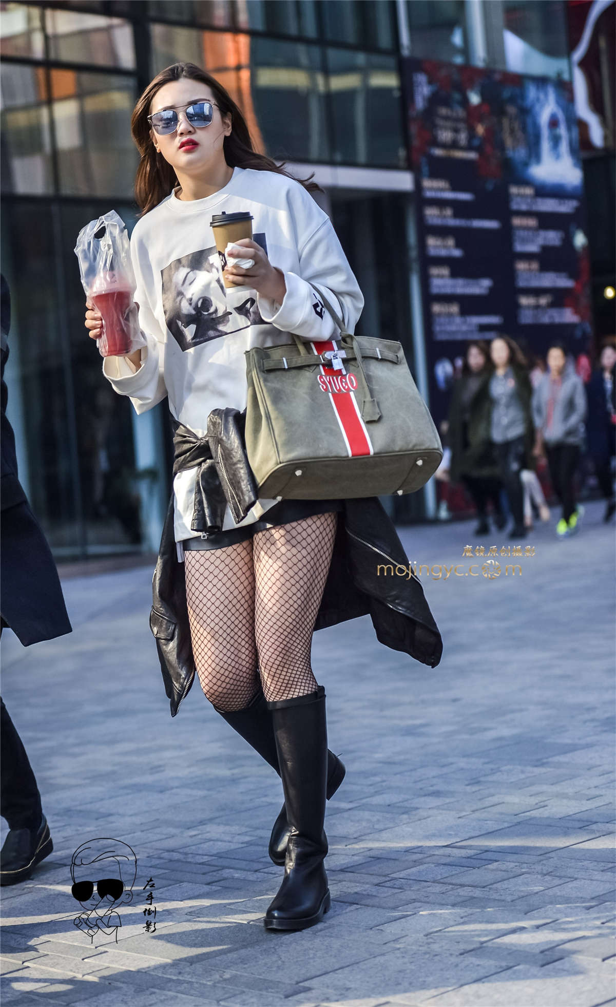 高靴网眼黑丝袜显魅力{2017-3-3-11p}-日更街拍