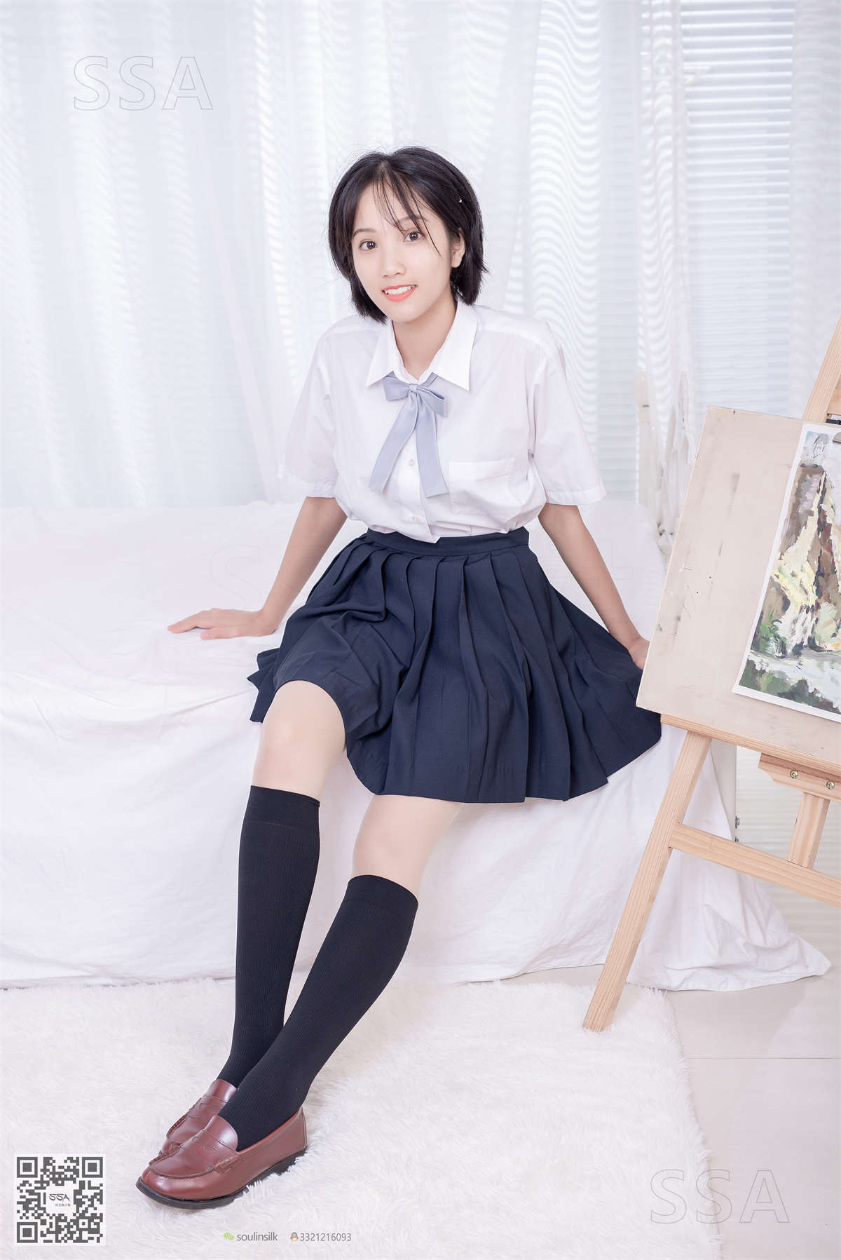 图片[2]-SSA丝社 NO.181 小佩 酒窝少女JK制服肉丝黑袜穿搭示范-日更街拍